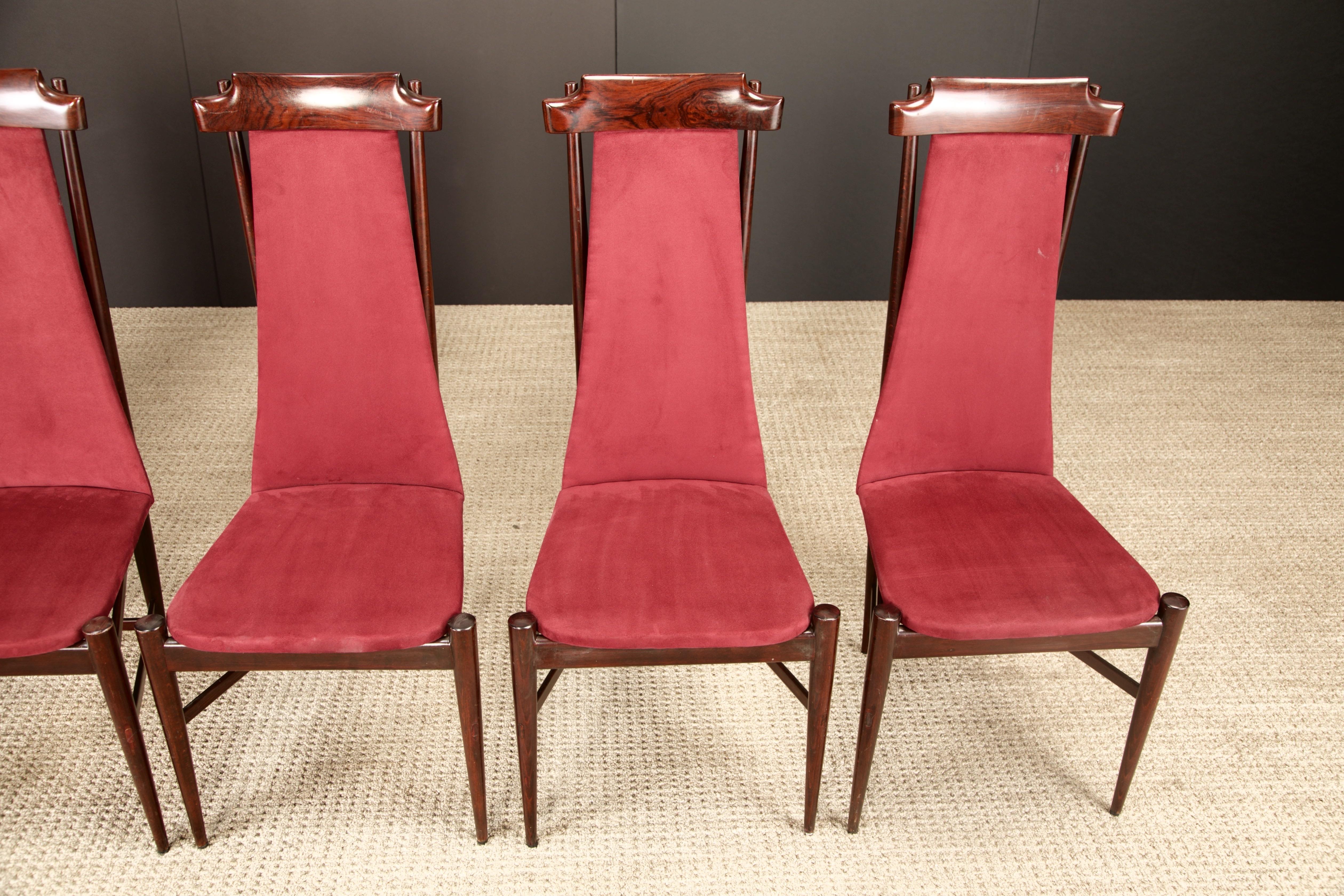 Sergio Rodrigues Set of 6 Brazilian Modern Dining Chairs in Rosewood, 1950s For Sale 2