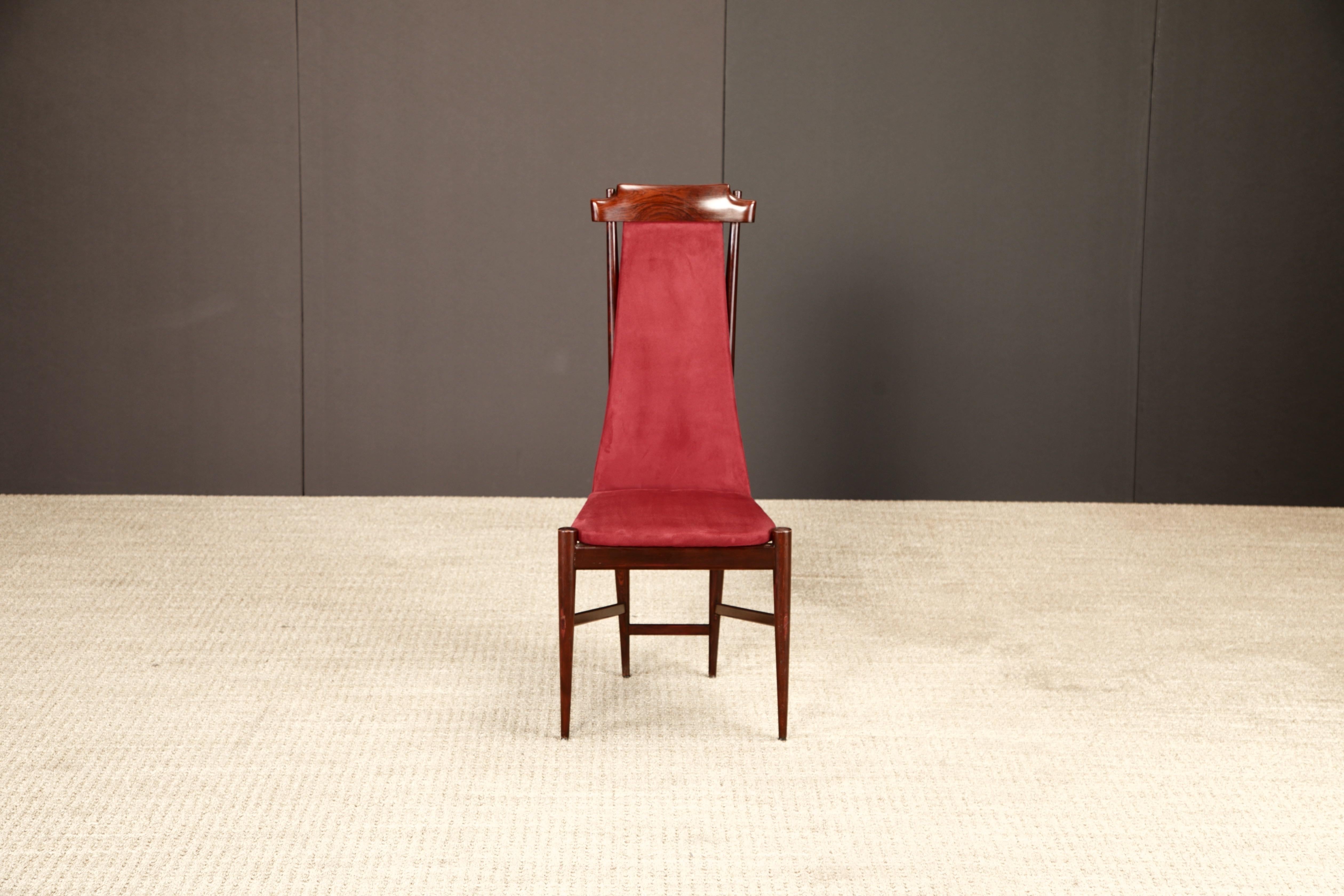 Sergio Rodrigues Set of 6 Brazilian Modern Dining Chairs in Rosewood, 1950s For Sale 3