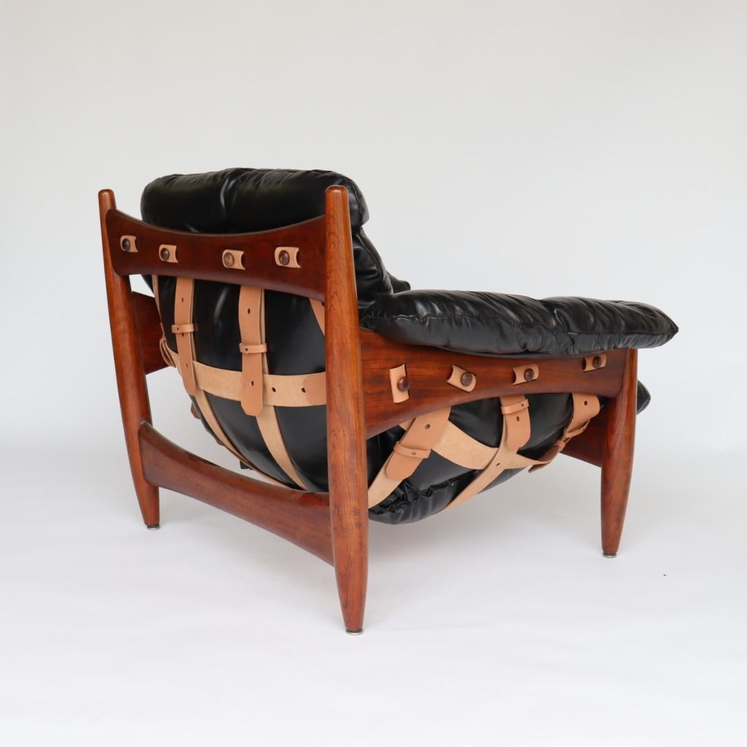 Rosewood Sergio Rodrigues Sheriff Chair and Ottoman with new Leather upholstery 4
