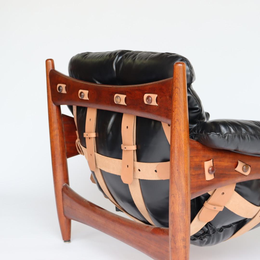 Rosewood Sergio Rodrigues Sheriff Chair and Ottoman with new Leather upholstery 5