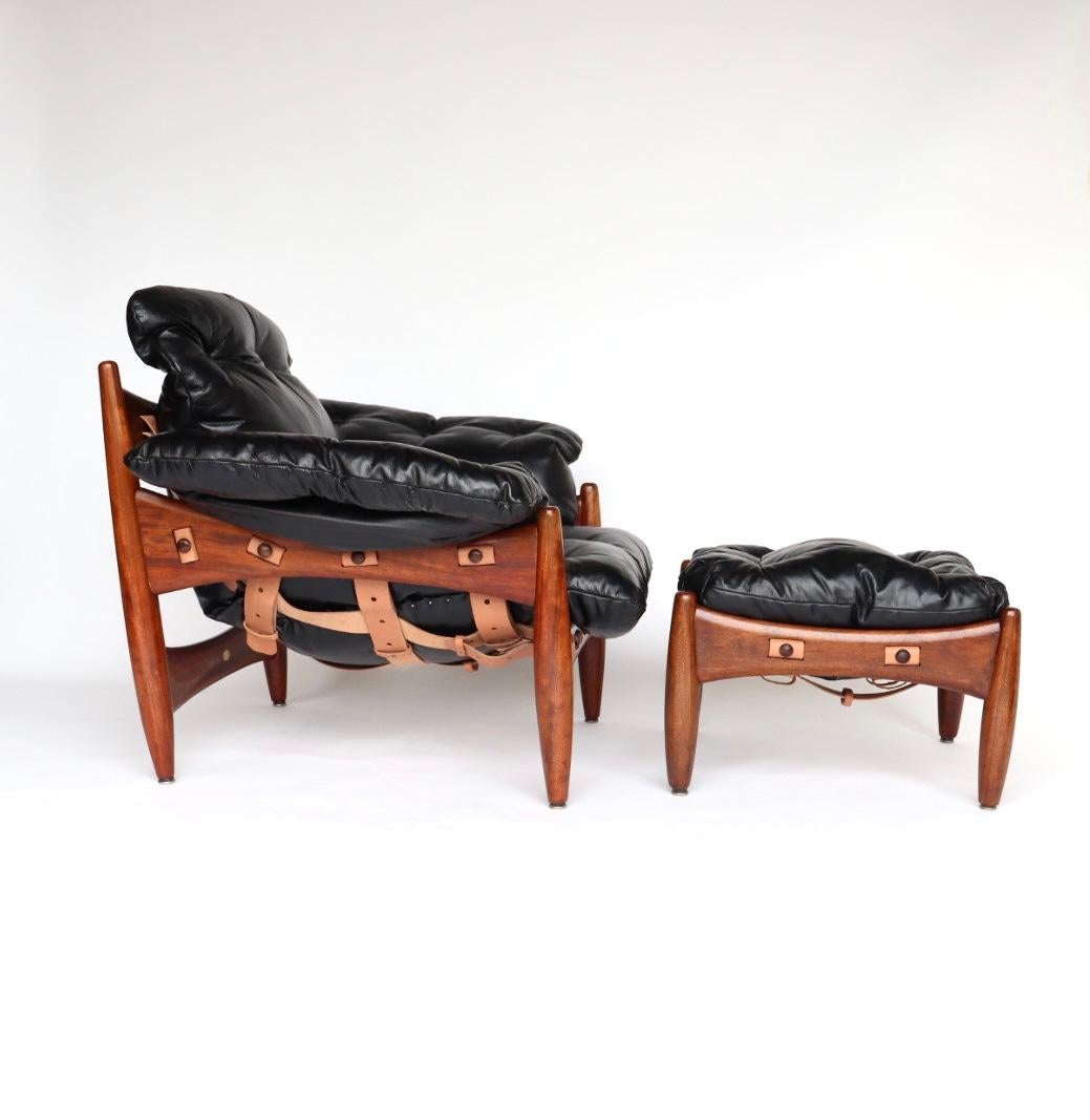Rosewood Sergio Rodrigues Sheriff Chair and Ottoman with new Leather upholstery 6