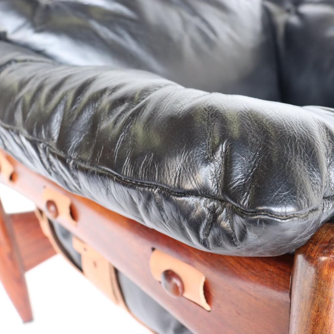 Mid-Century Modern Rosewood Sergio Rodrigues Sheriff Chair and Ottoman with new Leather upholstery