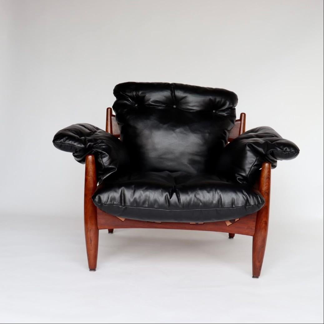 Rosewood Sergio Rodrigues Sheriff Chair and Ottoman with new Leather upholstery 1