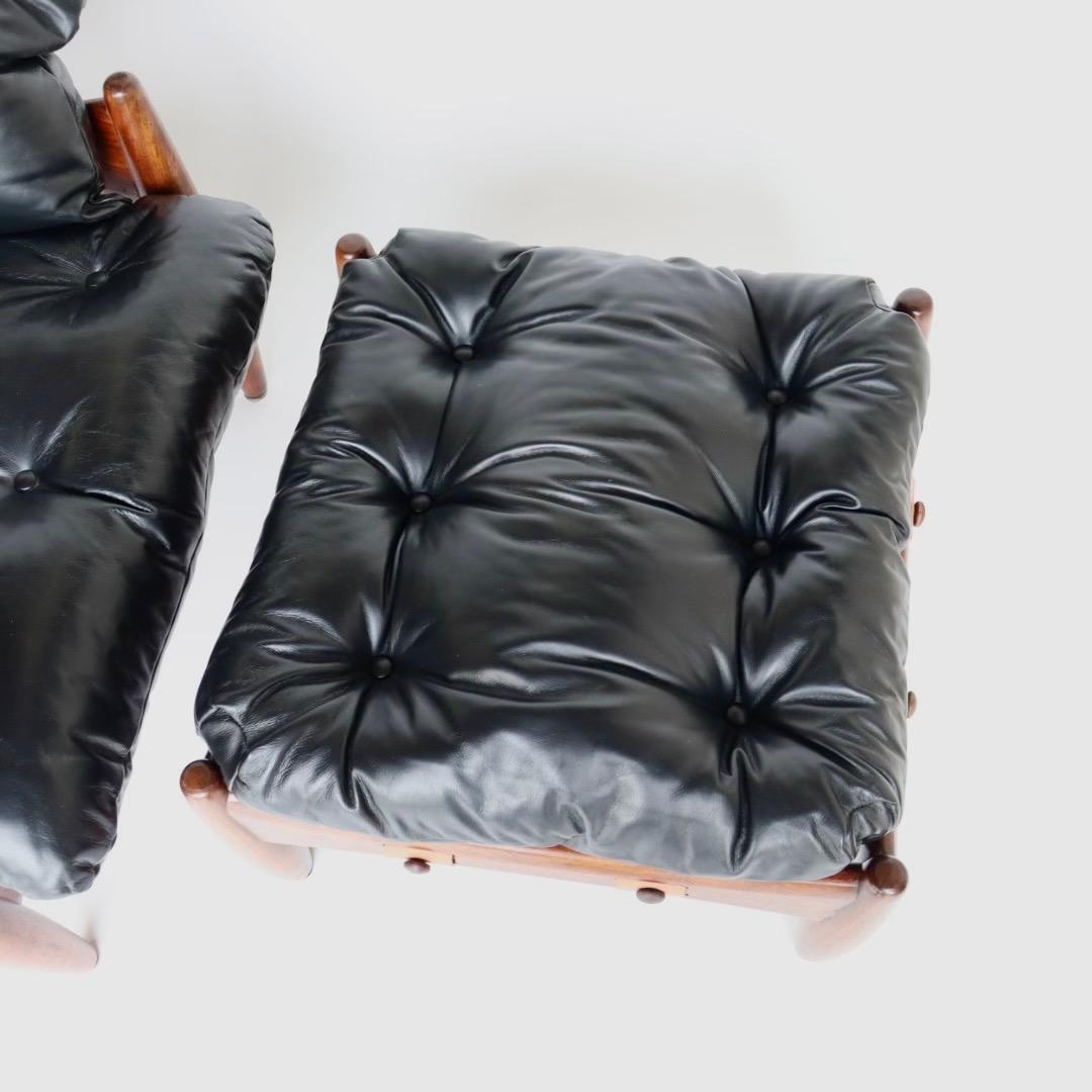 Rosewood Sergio Rodrigues Sheriff Chair and Ottoman with new Leather upholstery 2
