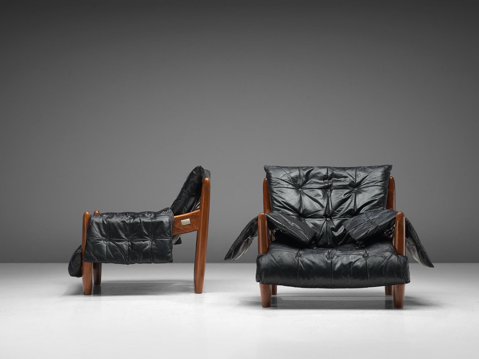 Mid-20th Century Sergio Rodrigues 'Sheriff' Living Room Set in Black Leather