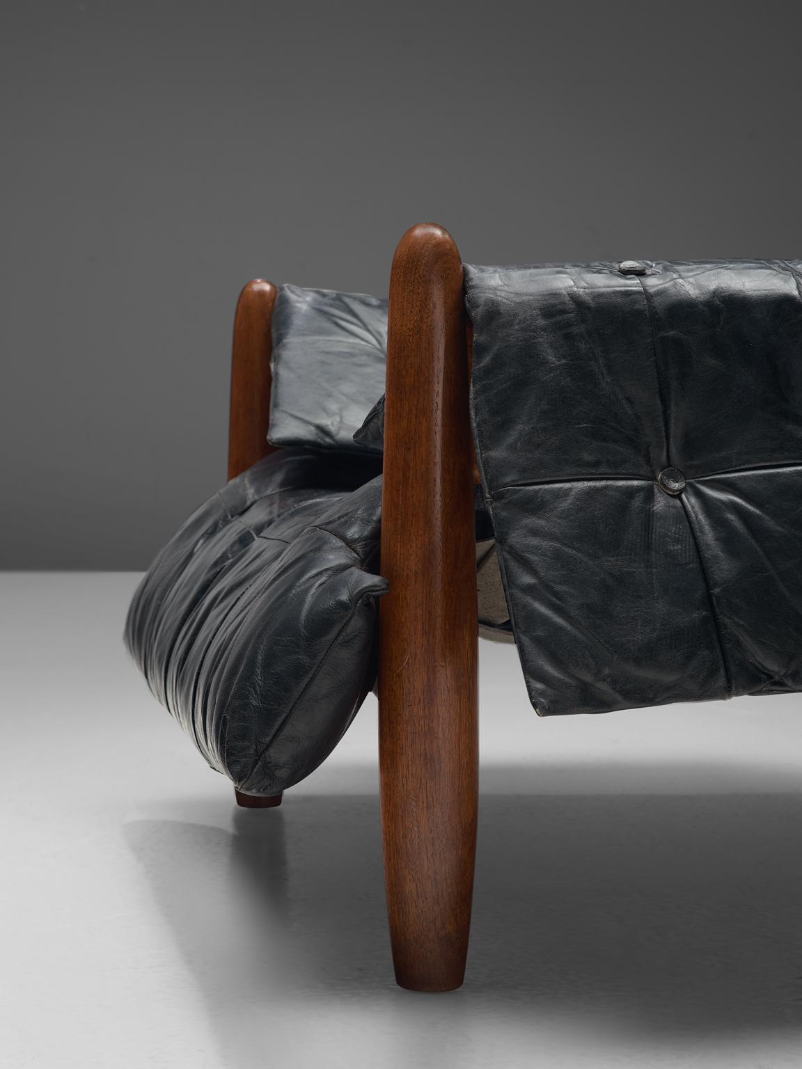 Sergio Rodrigues 'Sheriff' Living Room Set in Black Leather 2