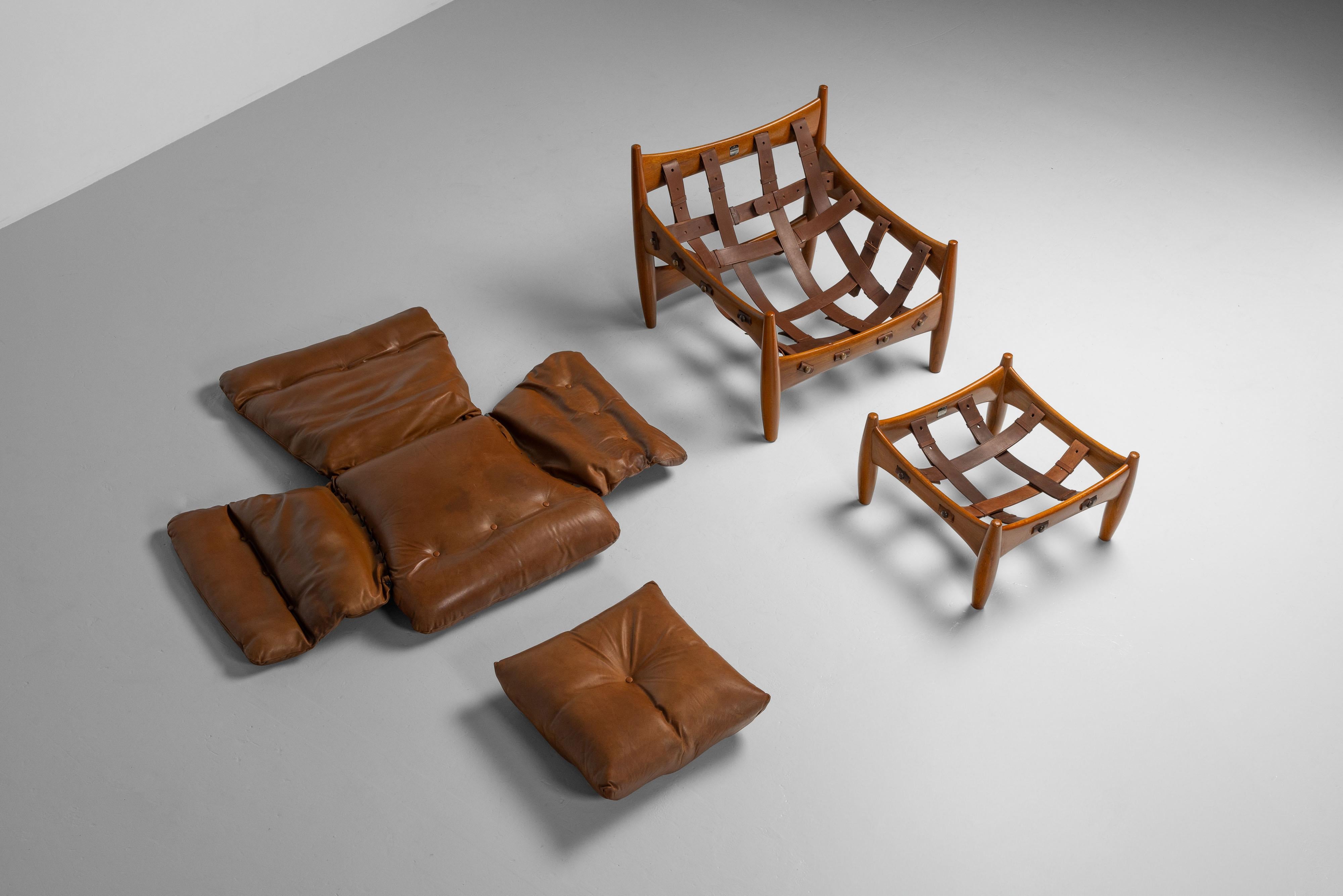 Leather Sergio Rodrigues Sheriff lounge chair ISA Bergamo Italy 1961