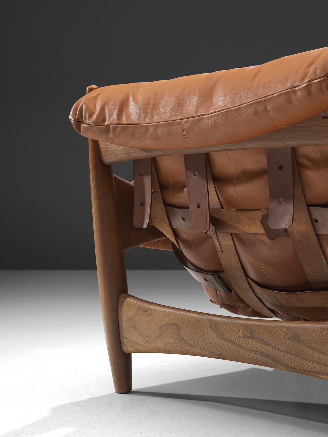 Sergio Rodrigues, 'Sheriff' Lounge Chair with Ottoman in Original Cognac Leather 2