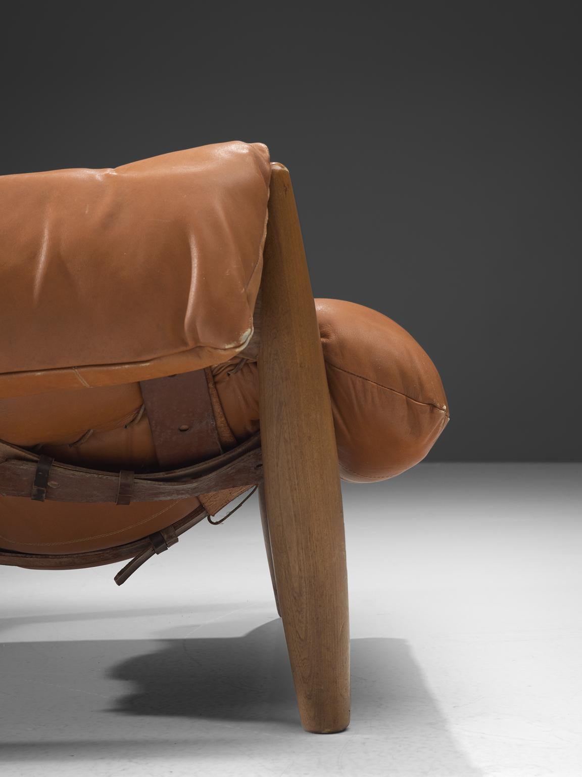 Sergio Rodrigues, 'Sheriff' Lounge Chair with Ottoman in Original Cognac Leather 3