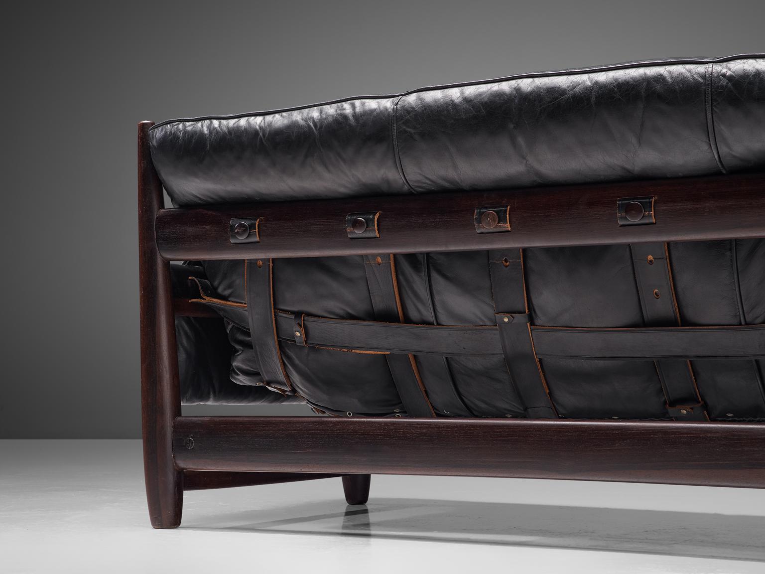 Mid-20th Century Sergio Rodrigues 'Sheriff' Sofa in Black Leather
