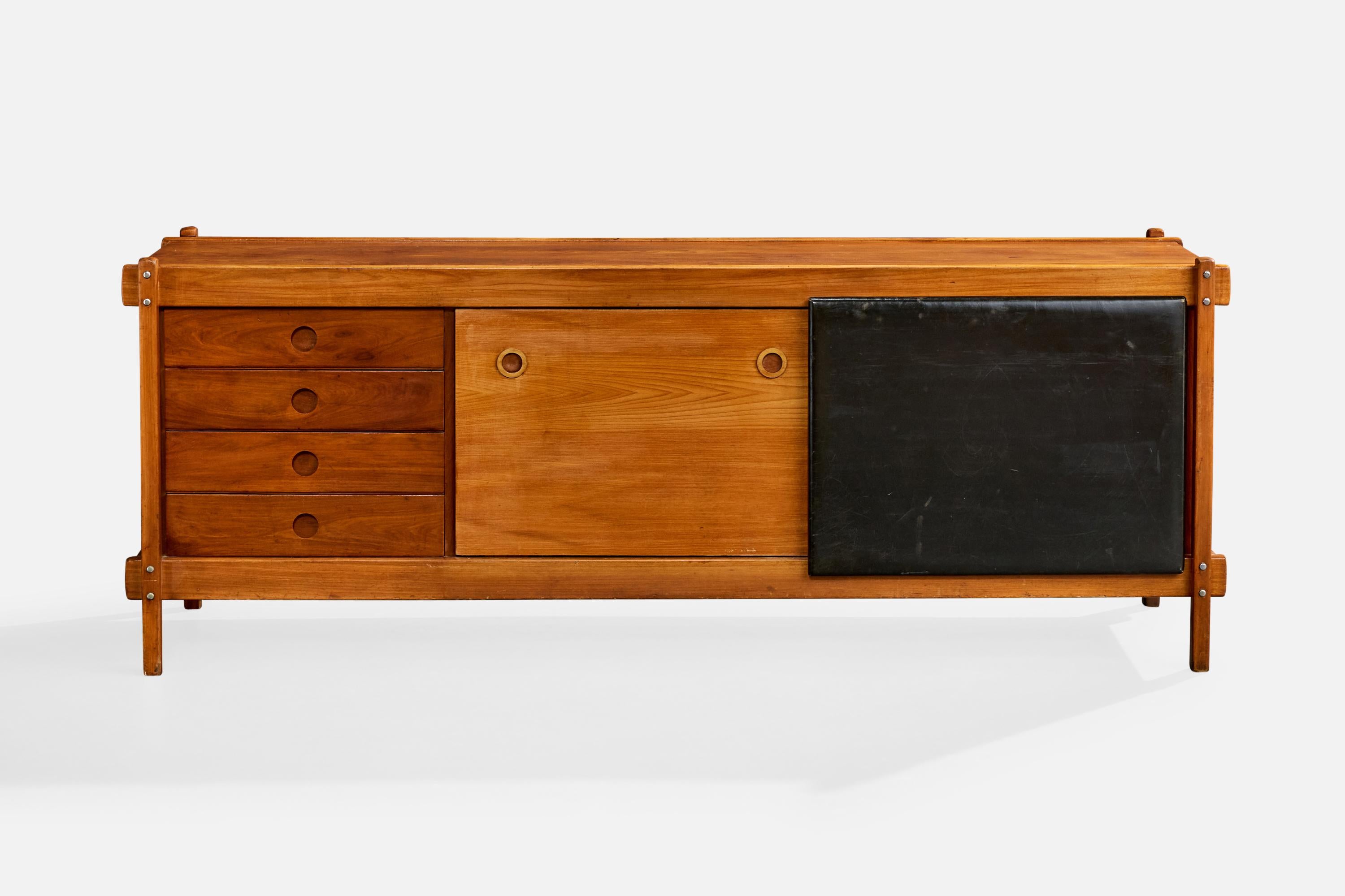 Brazilian Sergio Rodrigues, Sideboard, Freijó, Leather, Brazil, 1960s For Sale