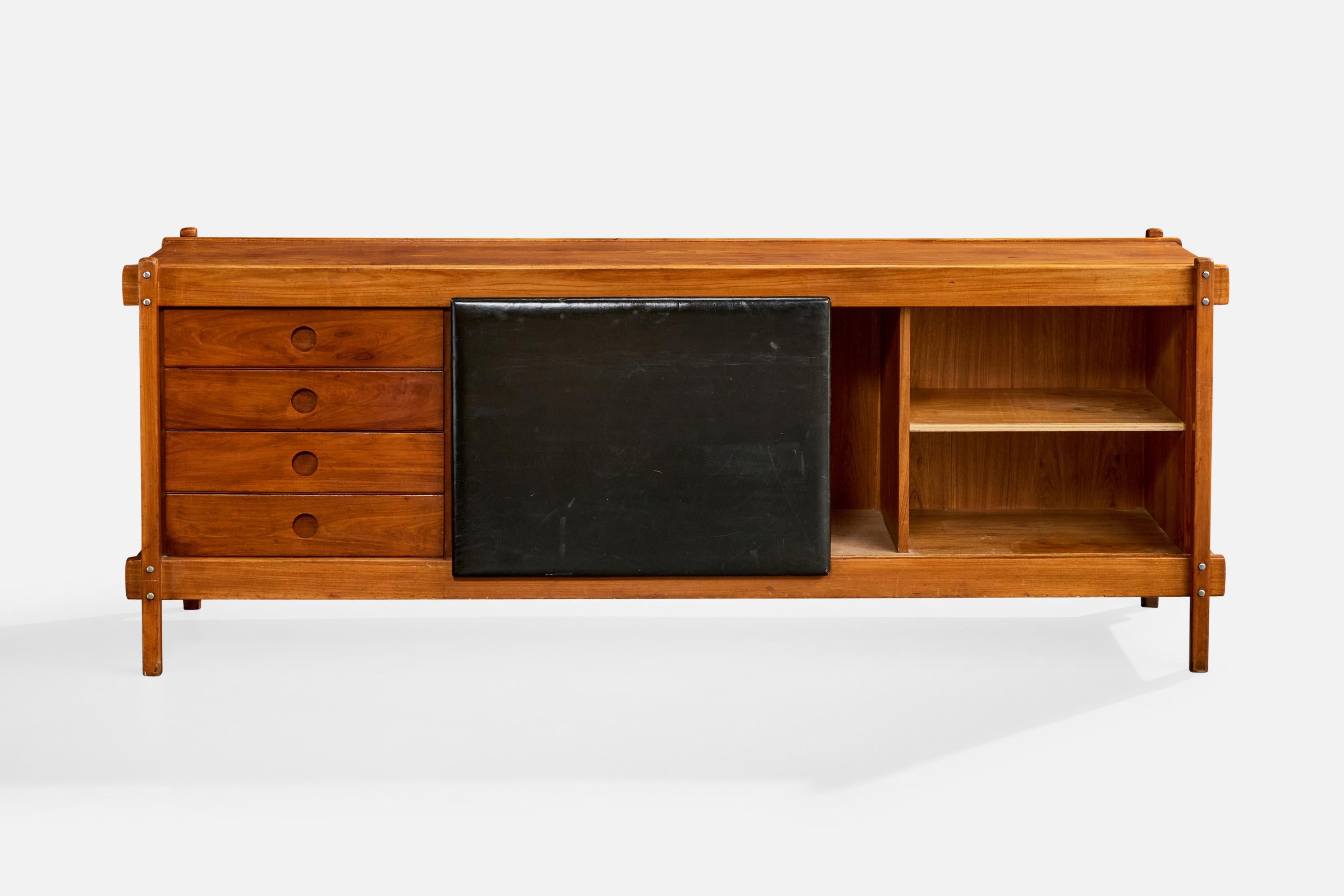 Mid-20th Century Sergio Rodrigues, Sideboard, Freijó, Leather, Brazil, 1960s For Sale