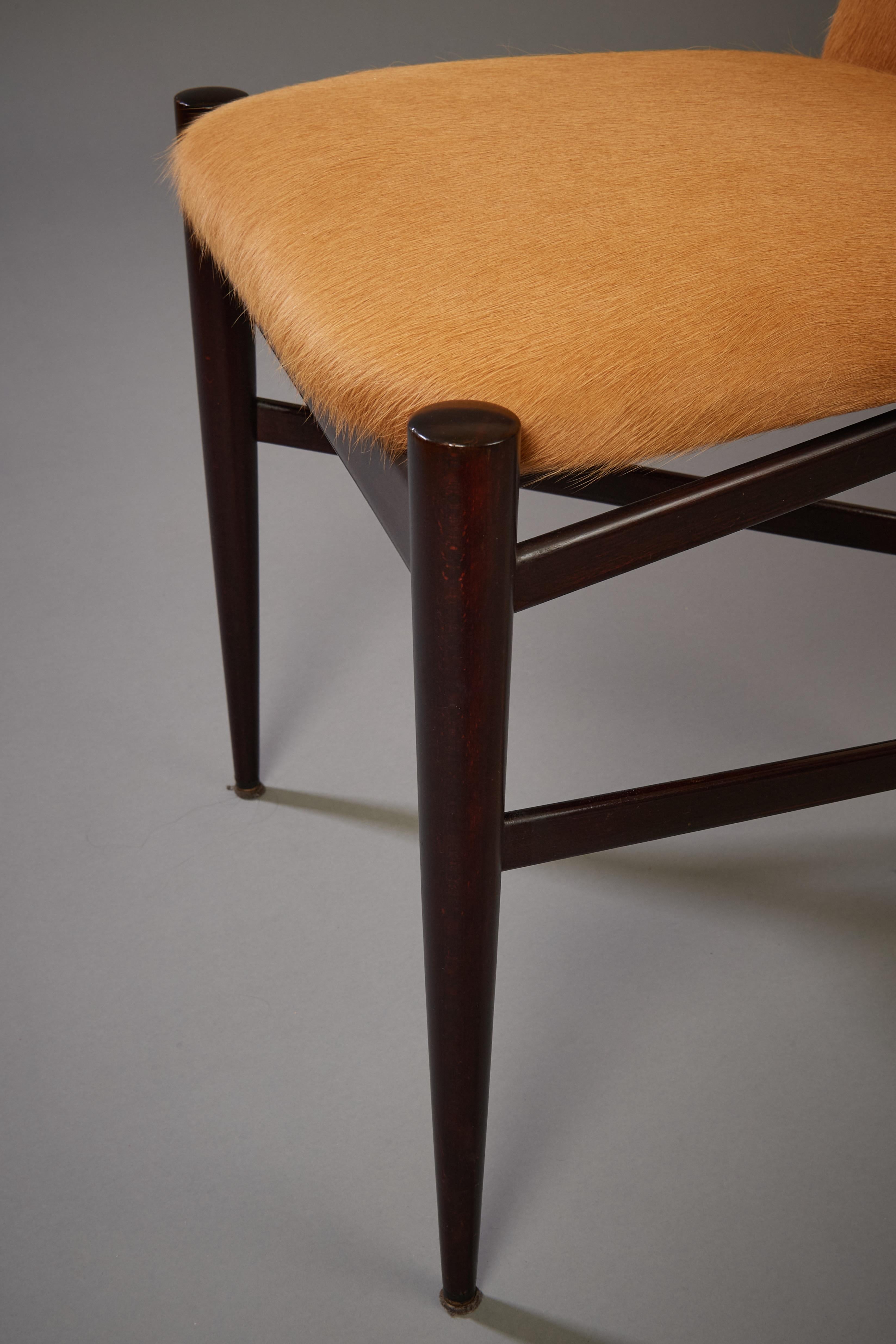 Sergio Rodrigues Six Dining Chairs in Wood and Tan Cowhide, Brazil, 1960s For Sale 12