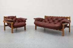 Sergio Rodrigues Style “Balassa” Burgundy Leather Loveseat