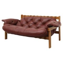 Sergio Rodrigues Style “Balassa” Burgundy Leather Loveseat