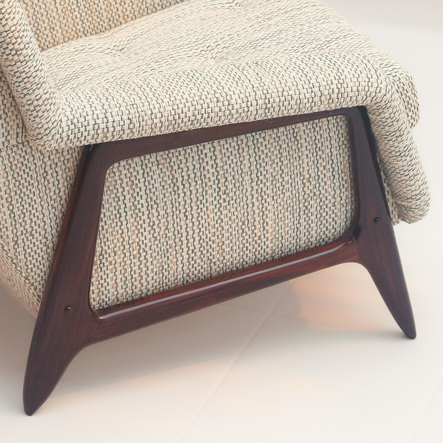 20th Century Sergio Rodrigues - Taba - Stella armchair in solid rosewood jacaranda 1956 For Sale