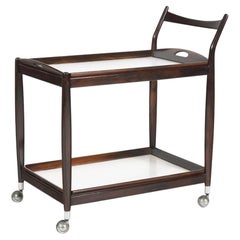 Vintage Sergio Rodrigues, Tea Trolley "Vertis", c. 1960. Solid wood, white Formica