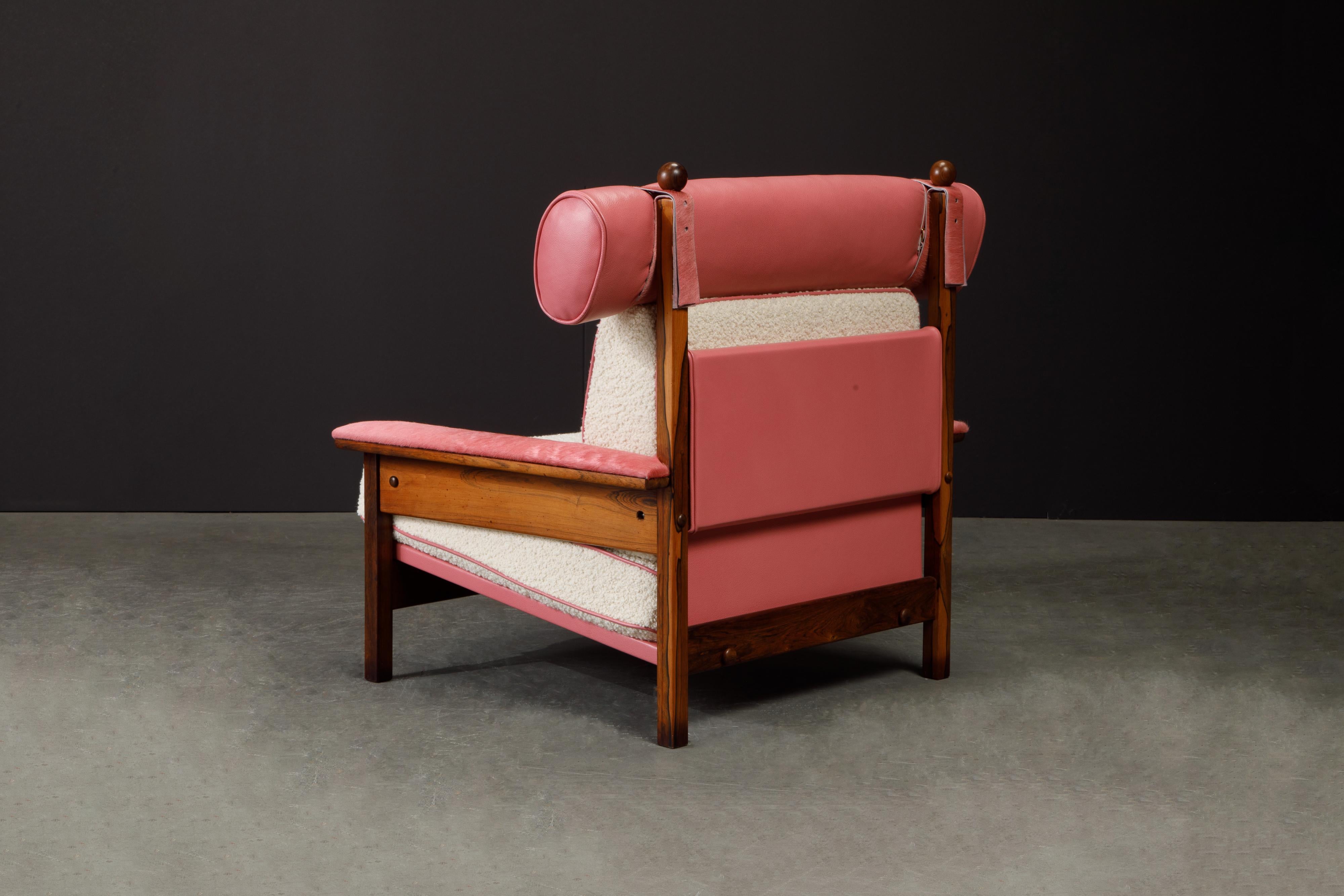 Sergio Rodrigues 'Tonico' Jacaranda, Leather and Alpaca Armchairs, 1960s Brazil 7