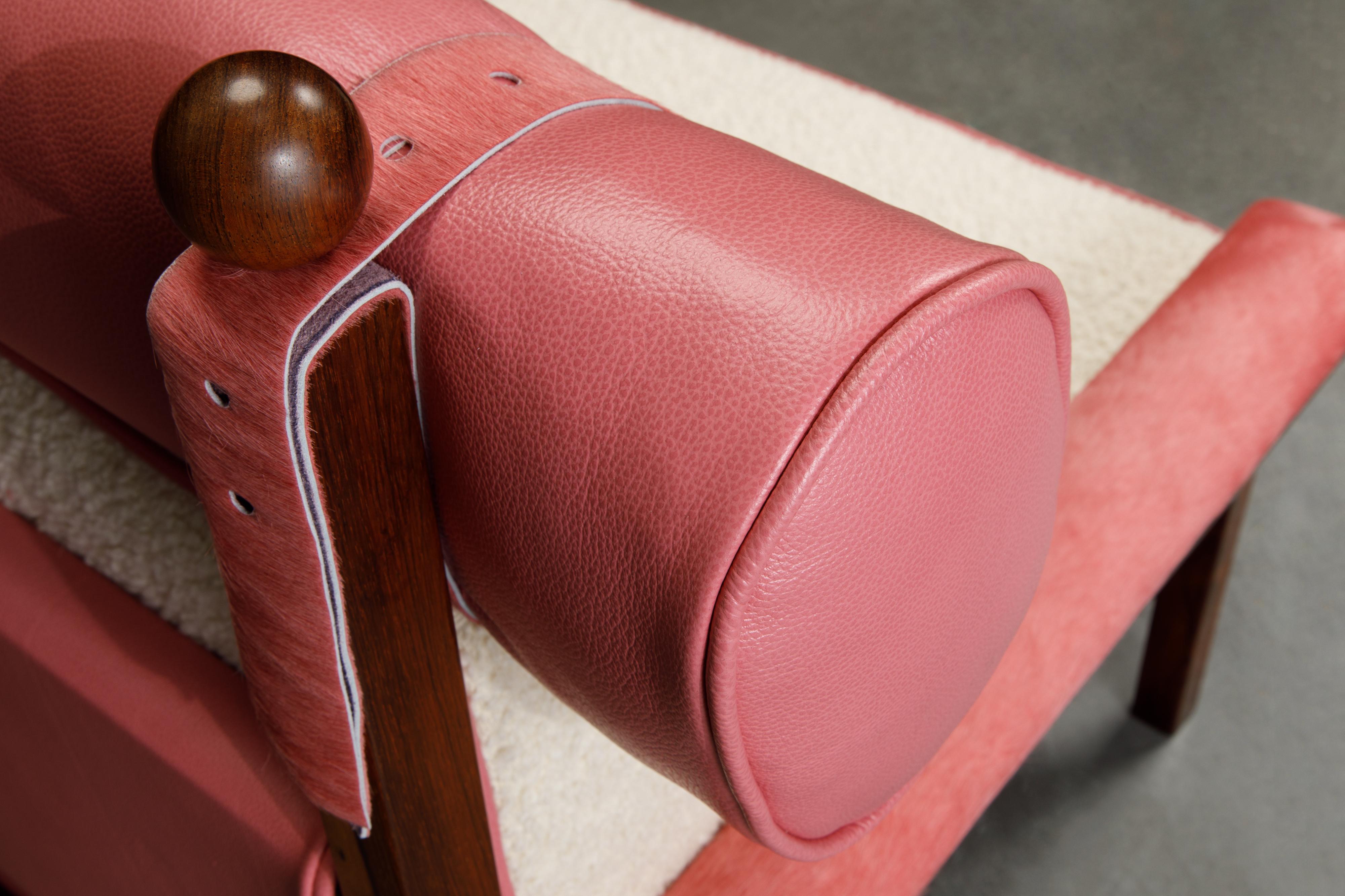 Sergio Rodrigues 'Tonico' Jacaranda, Leather and Alpaca Armchairs, 1960s Brazil 12