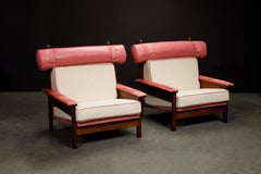 Sergio Rodrigues Sillones 'Tonico' Jacaranda, Cuero y Alpaca, Años 60 Brasil