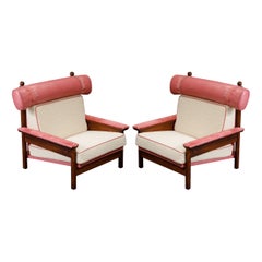 Sergio Rodrigues 'Tonico' Jacaranda, Poltrone in pelle e alpaca, 1960 Brasile