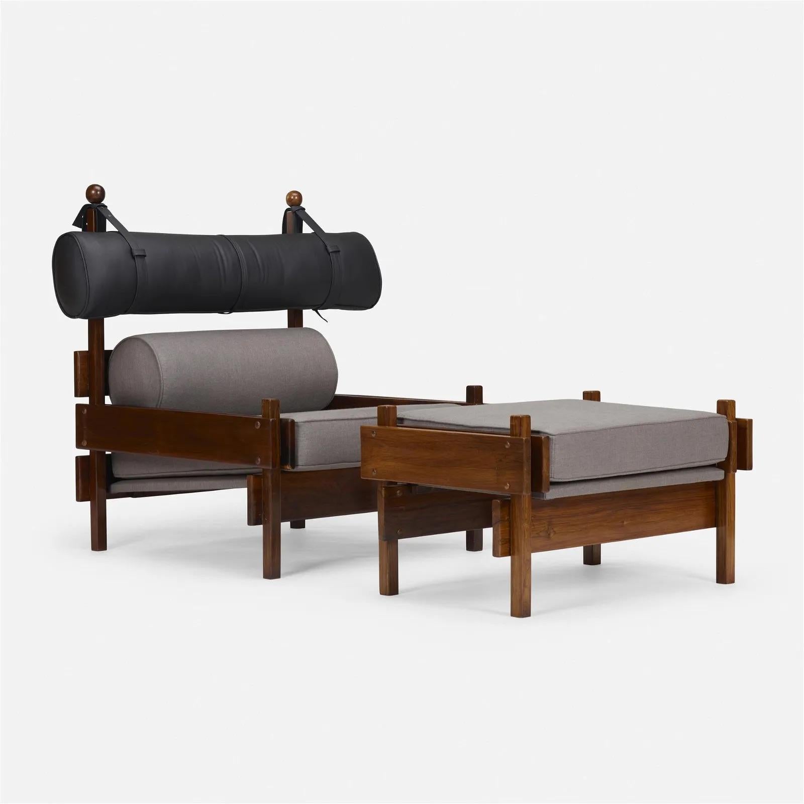 Sergio Rodrigues Tonico Lounge Chairs with Ottomans, 1960s Brazil For Sale 1