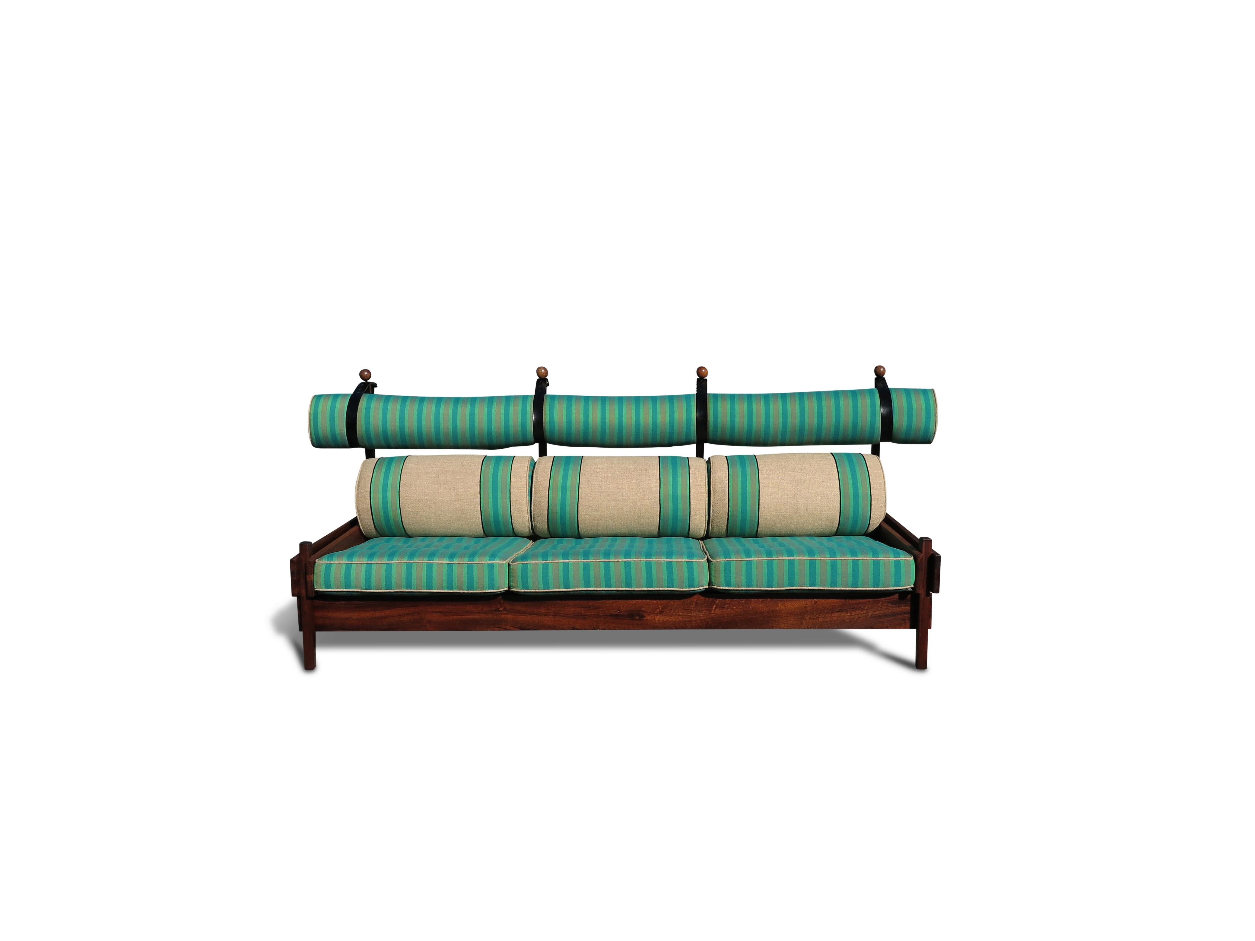 Sergio Rodrigues Tonico Sofa -SF Fall Show, upholstery by David Kleinberg For Sale 4