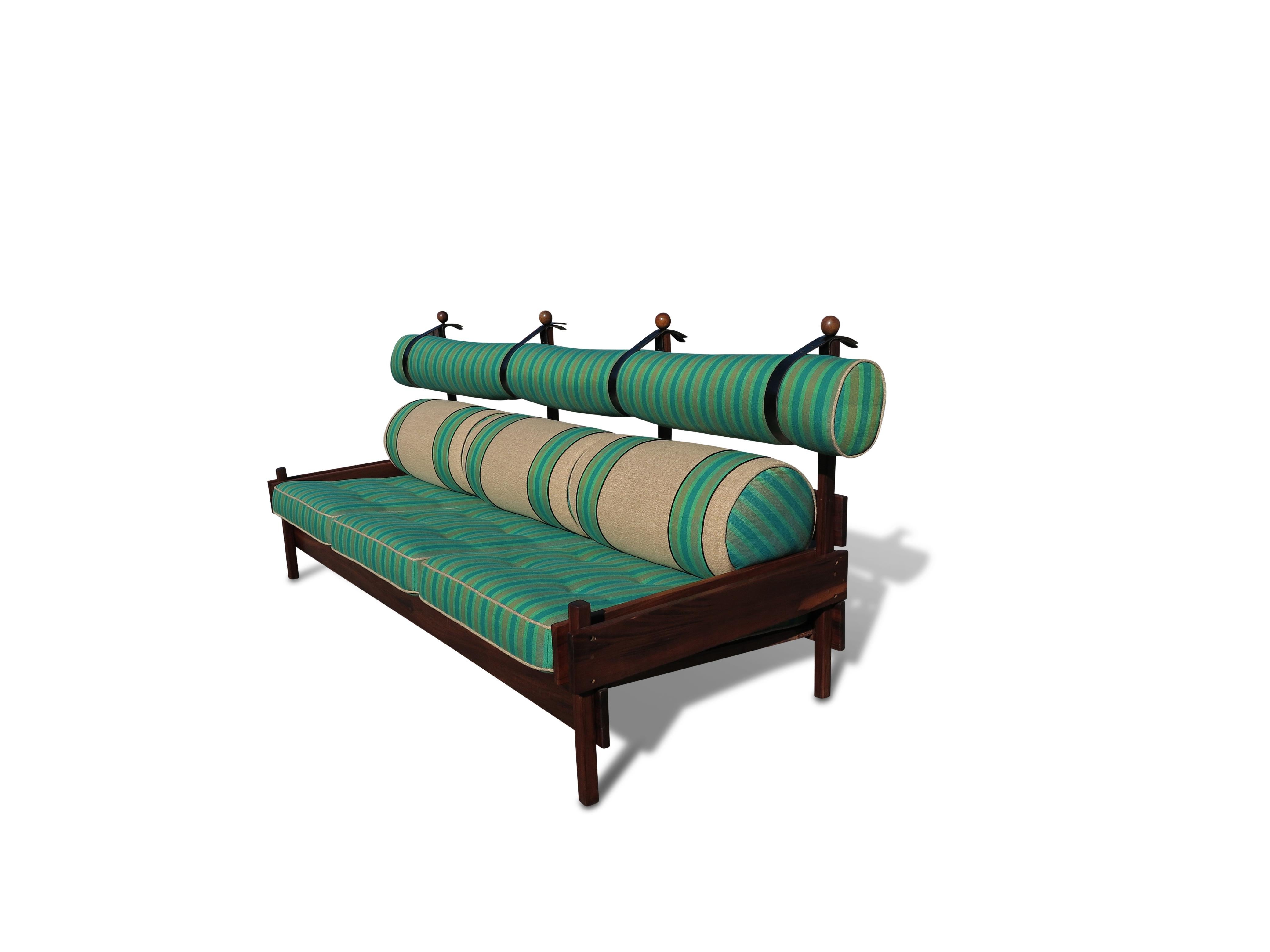 Sergio Rodrigues Tonico Sofa -SF Fall Show, upholstery by David Kleinberg For Sale 6