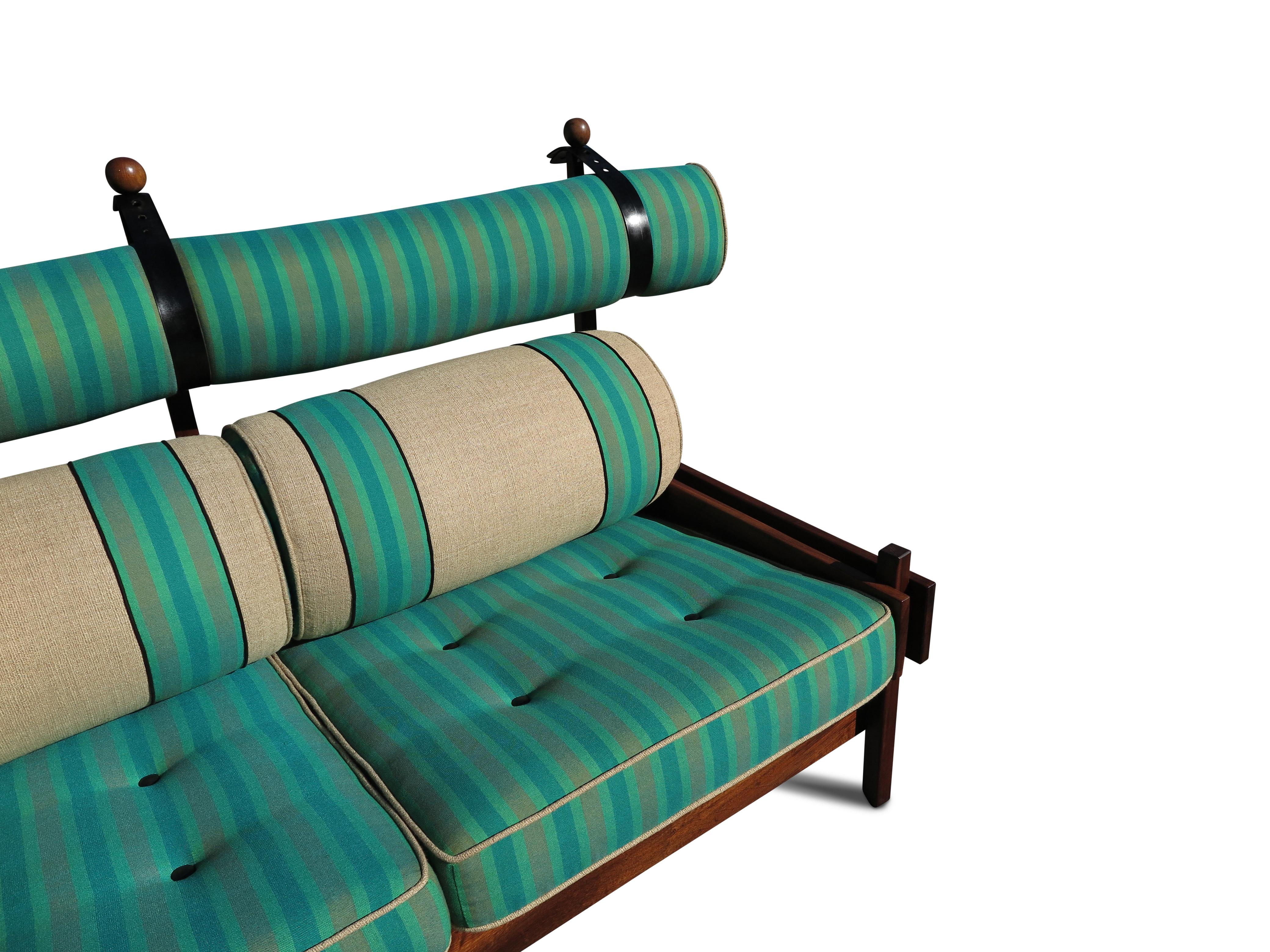 Sergio Rodrigues Tonico Sofa -SF Fall Show, upholstery by David Kleinberg For Sale 7