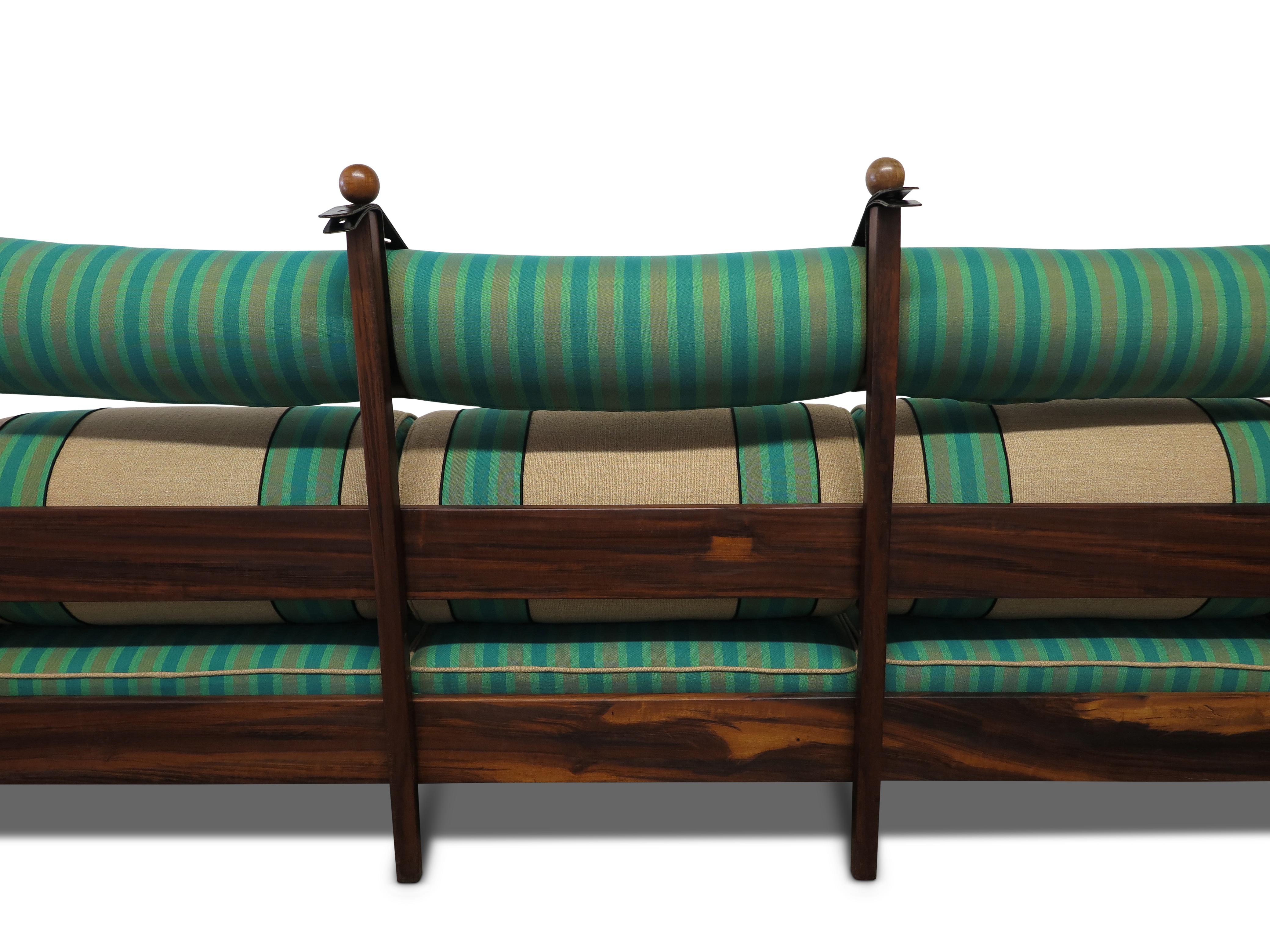 Sergio Rodrigues Tonico Sofa -SF Fall Show, upholstery by David Kleinberg In Excellent Condition For Sale In Oakland, CA