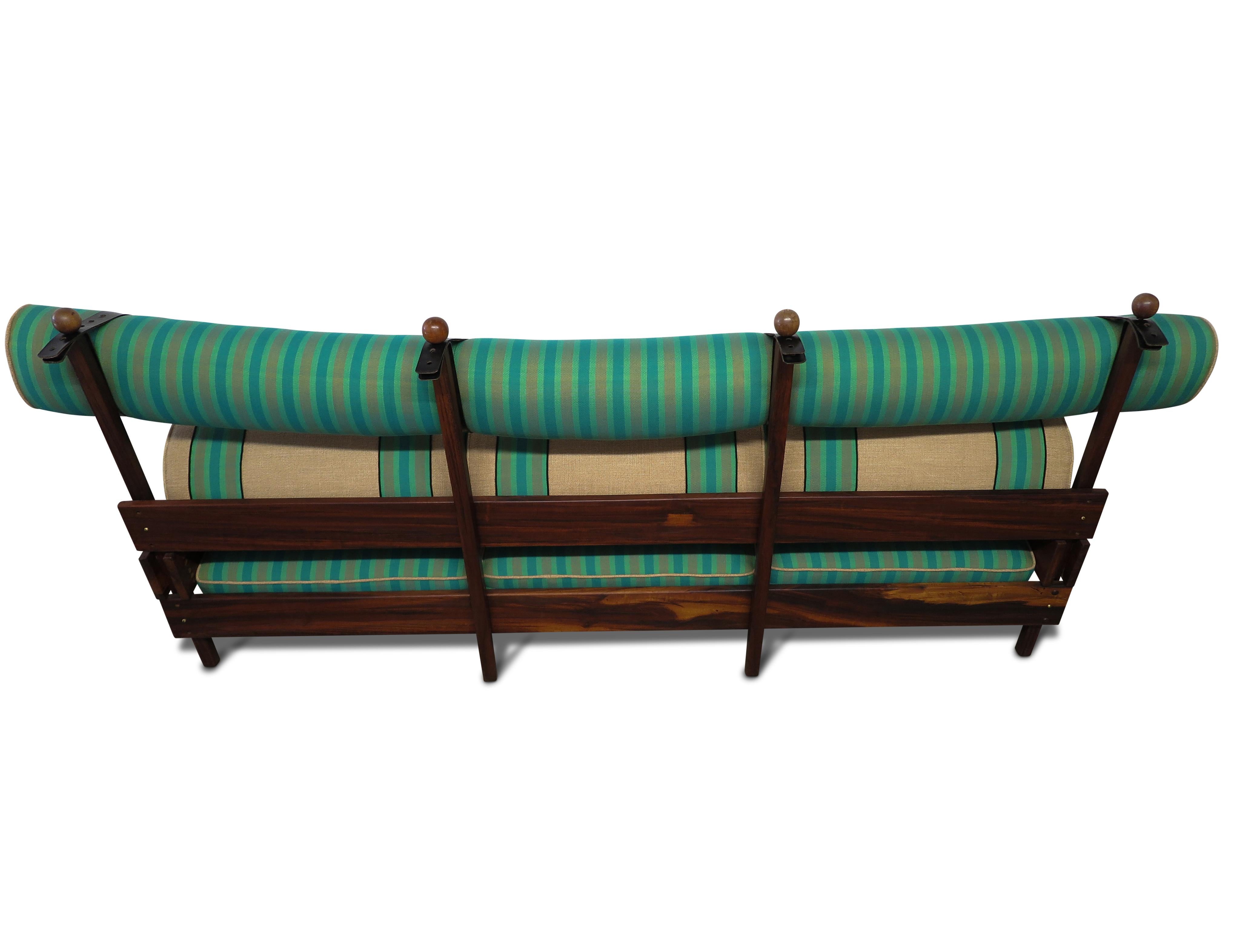 Sergio Rodrigues Tonico Sofa -SF Fall Show, upholstery by David Kleinberg For Sale 1