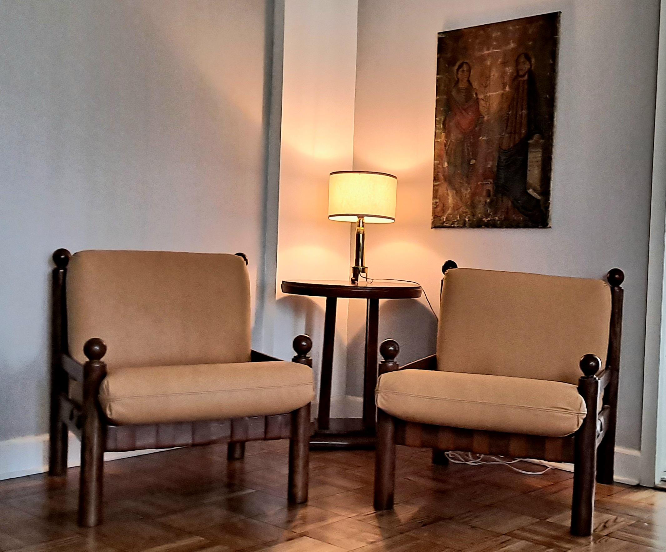 Sergio Rodriguez Attributed Pair of Leather Chairs In Good Condition In Los Angeles, CA