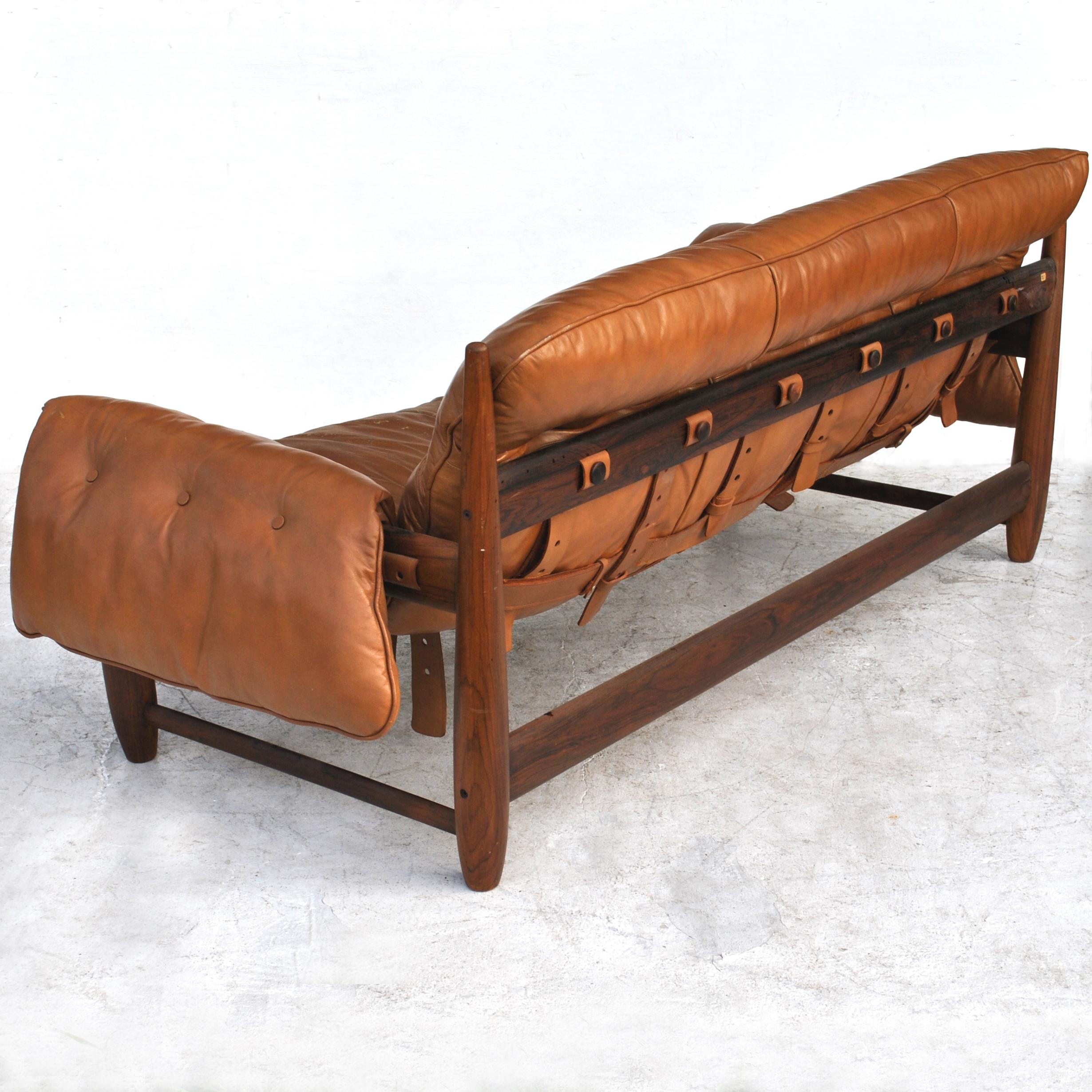 Brazilian Sergio Rodriques For Stendig Rosewood Leather Mole Sofa