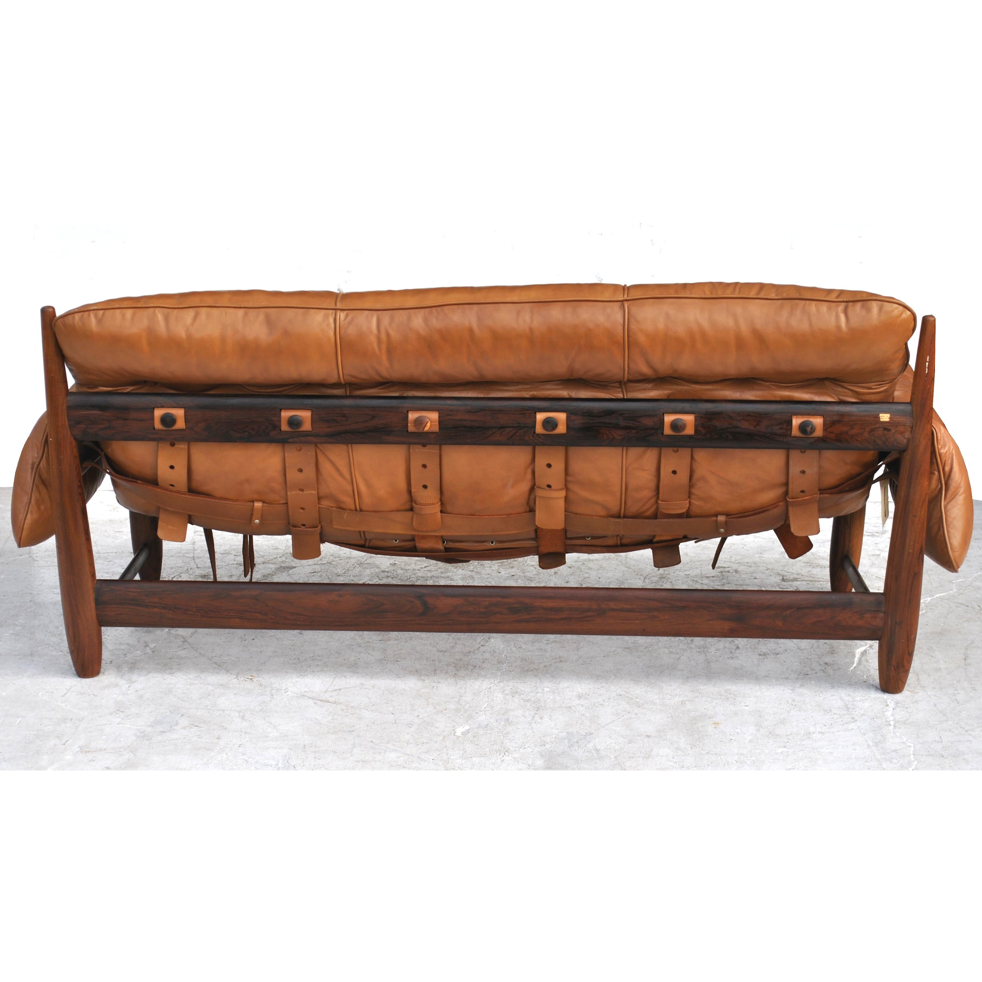 Sergio Rodriques For Stendig Rosewood Leather Mole Sofa In Good Condition In Pasadena, TX