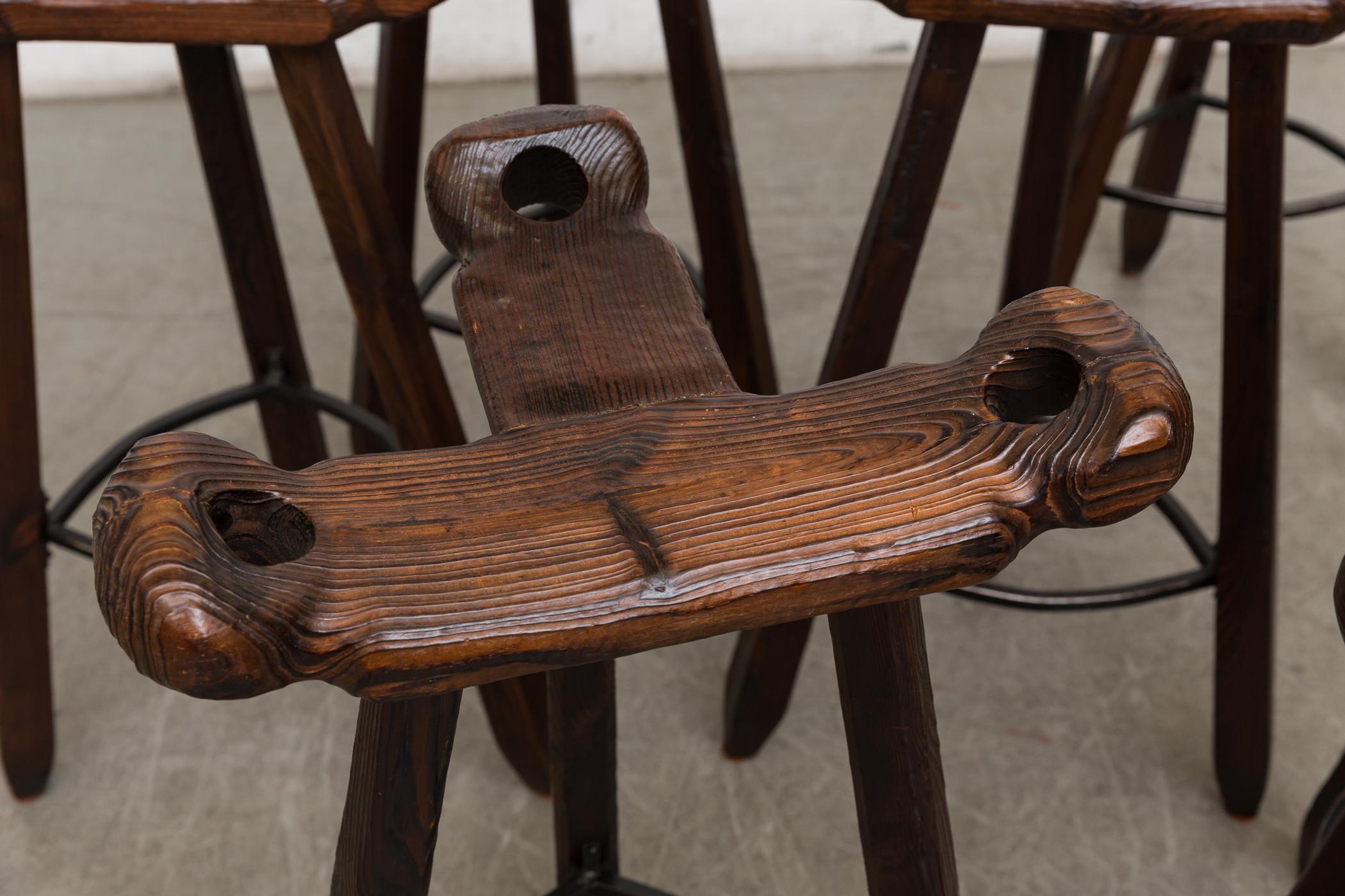 Sergio Rodriques Style Brutalist Bar Stools In Good Condition In Los Angeles, CA