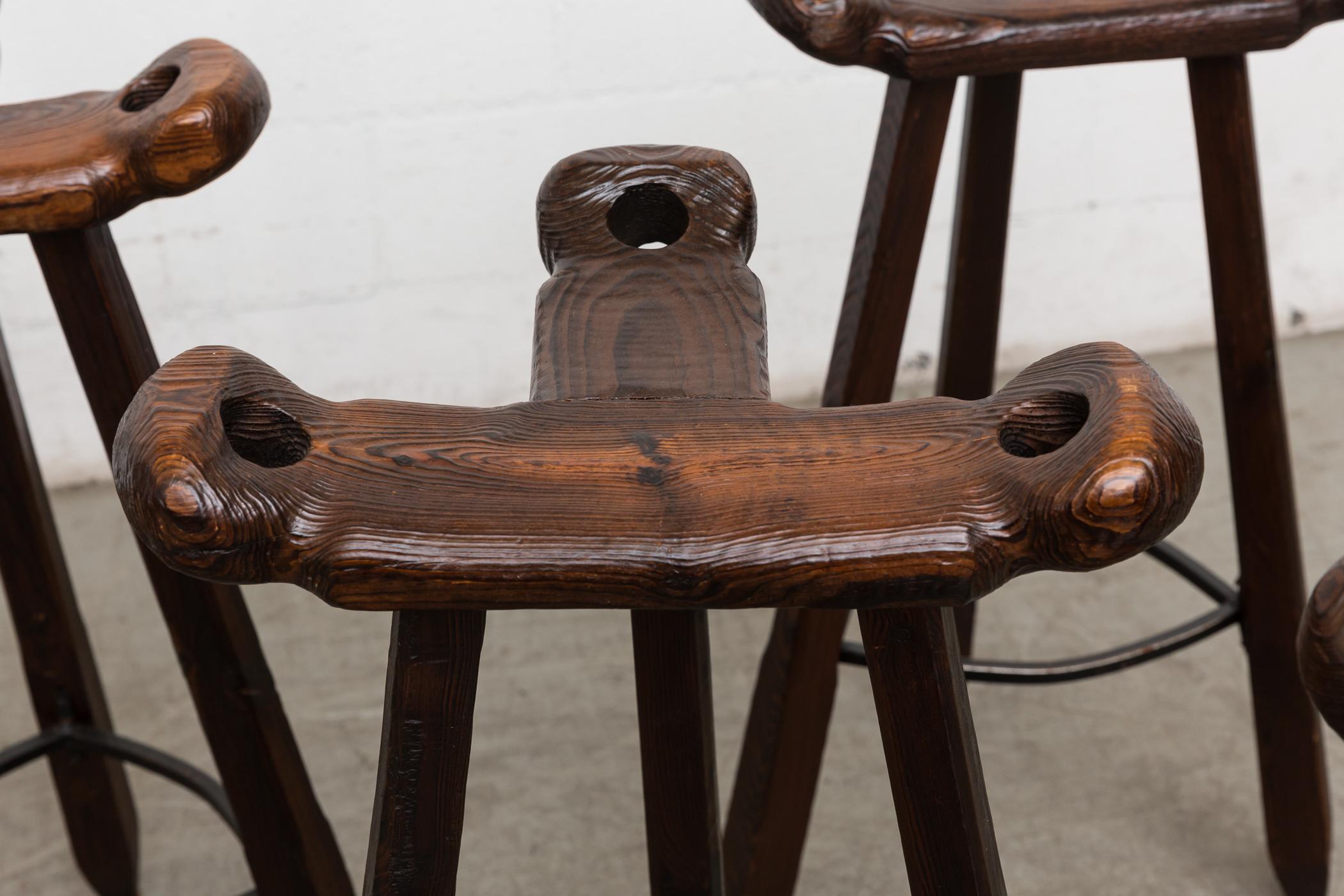 Mid-20th Century Sergio Rodriques Style Brutalist Bar Stools