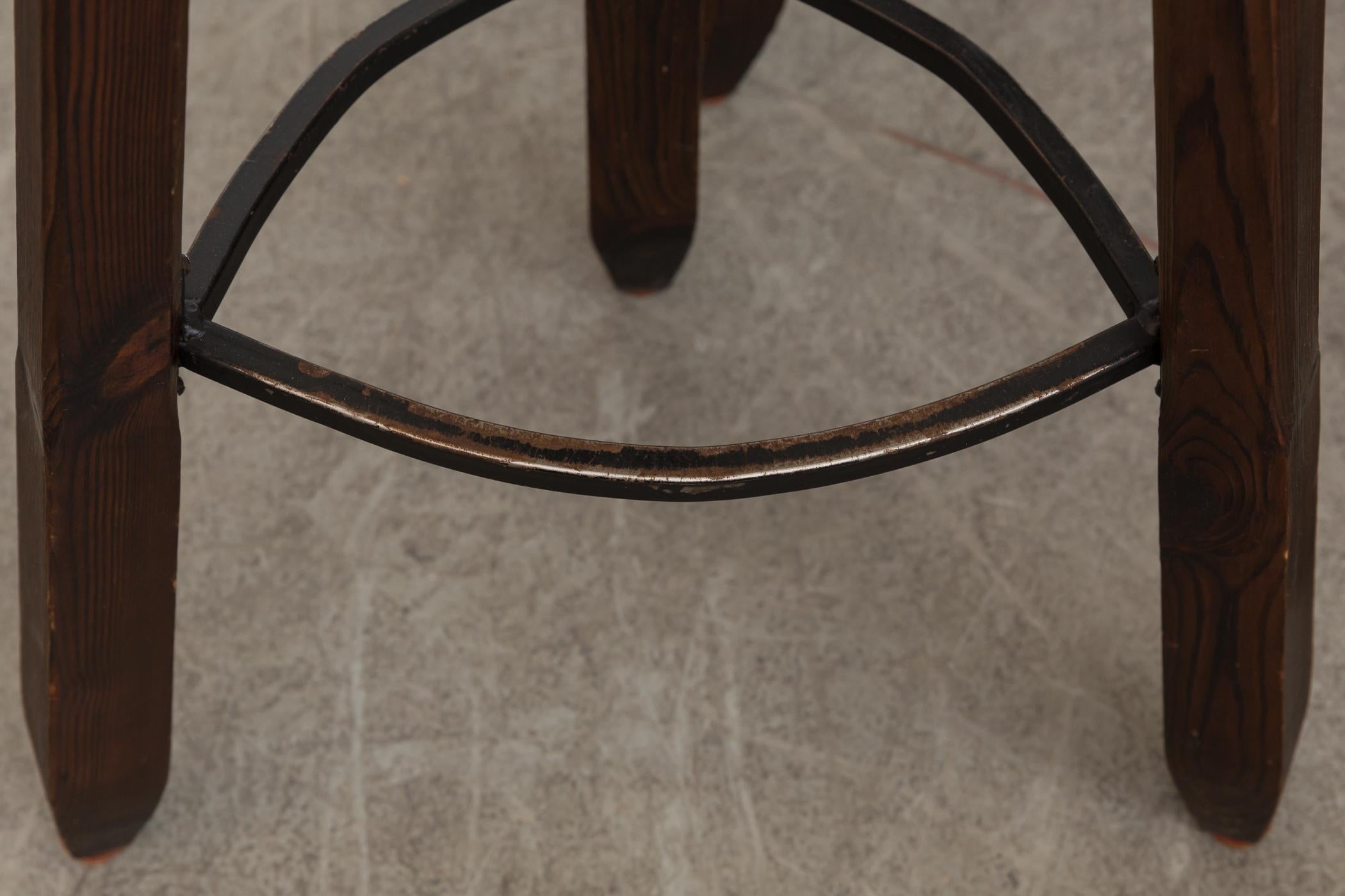 Oak Sergio Rodriques Style Brutalist Bar Stools