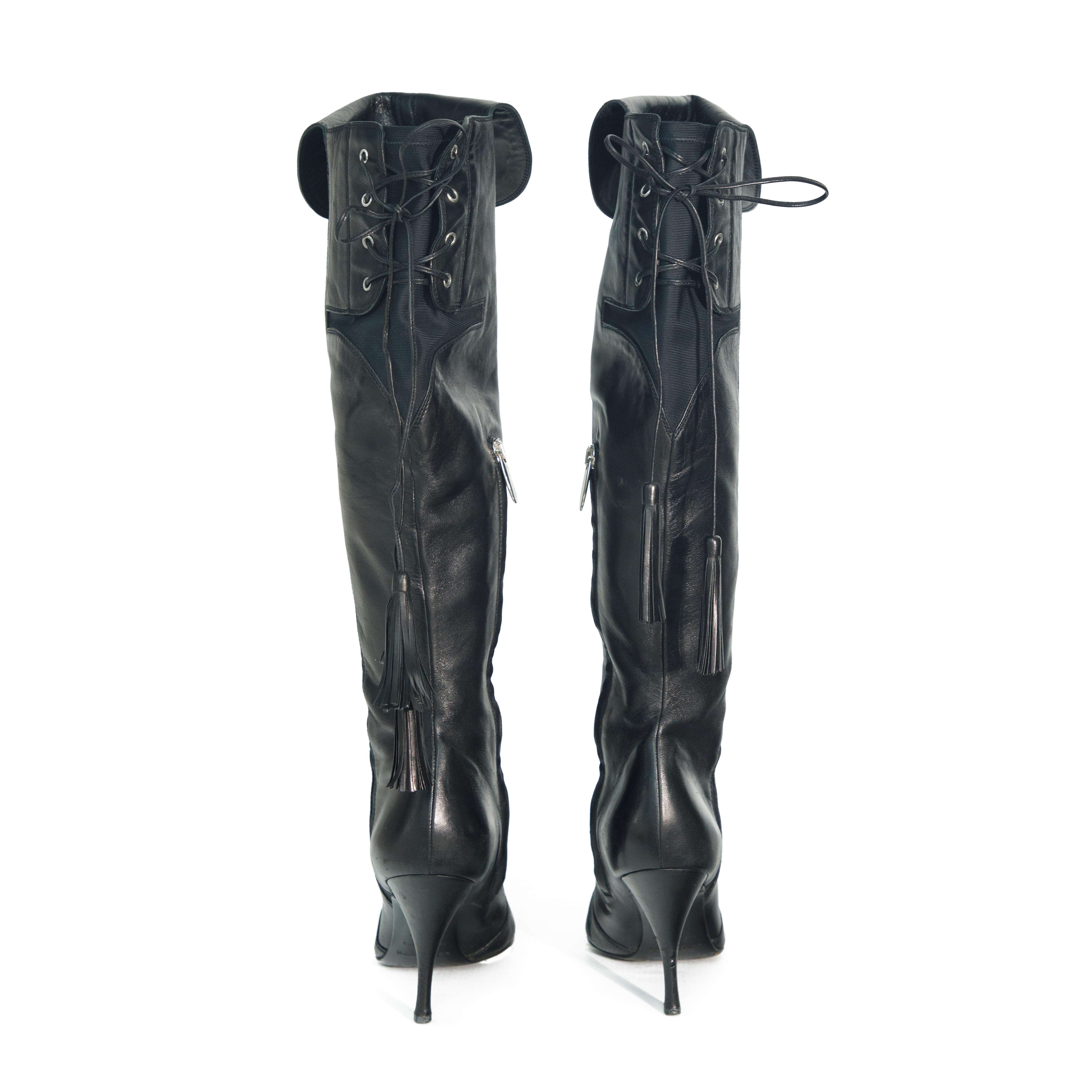 Sergio Rossi 2008 Black Leather Knee High Boots size 37.5 For Sale 4