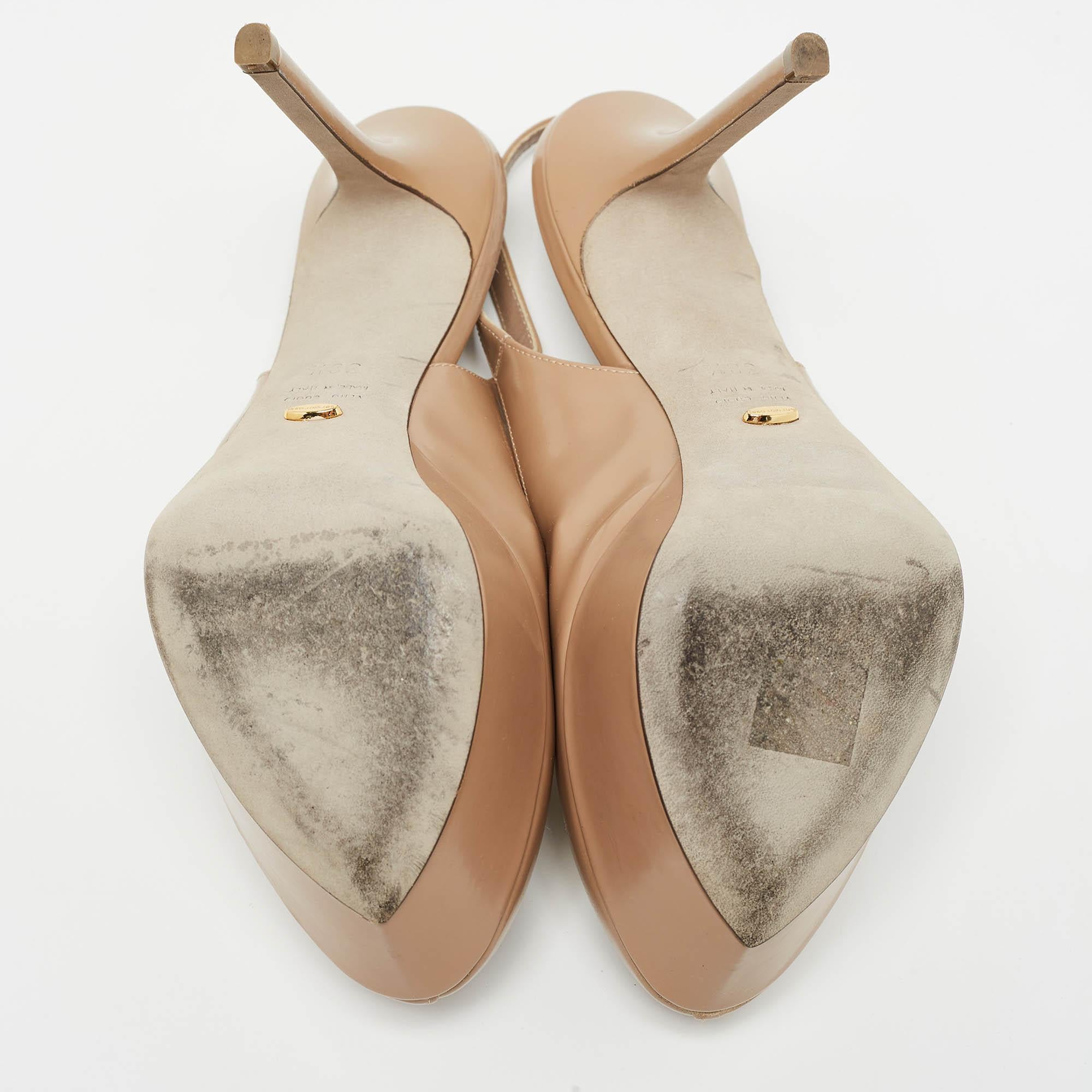 Sergio Rossi Beige Leather Peep Toe Slingback Pumps Size 38.5 2