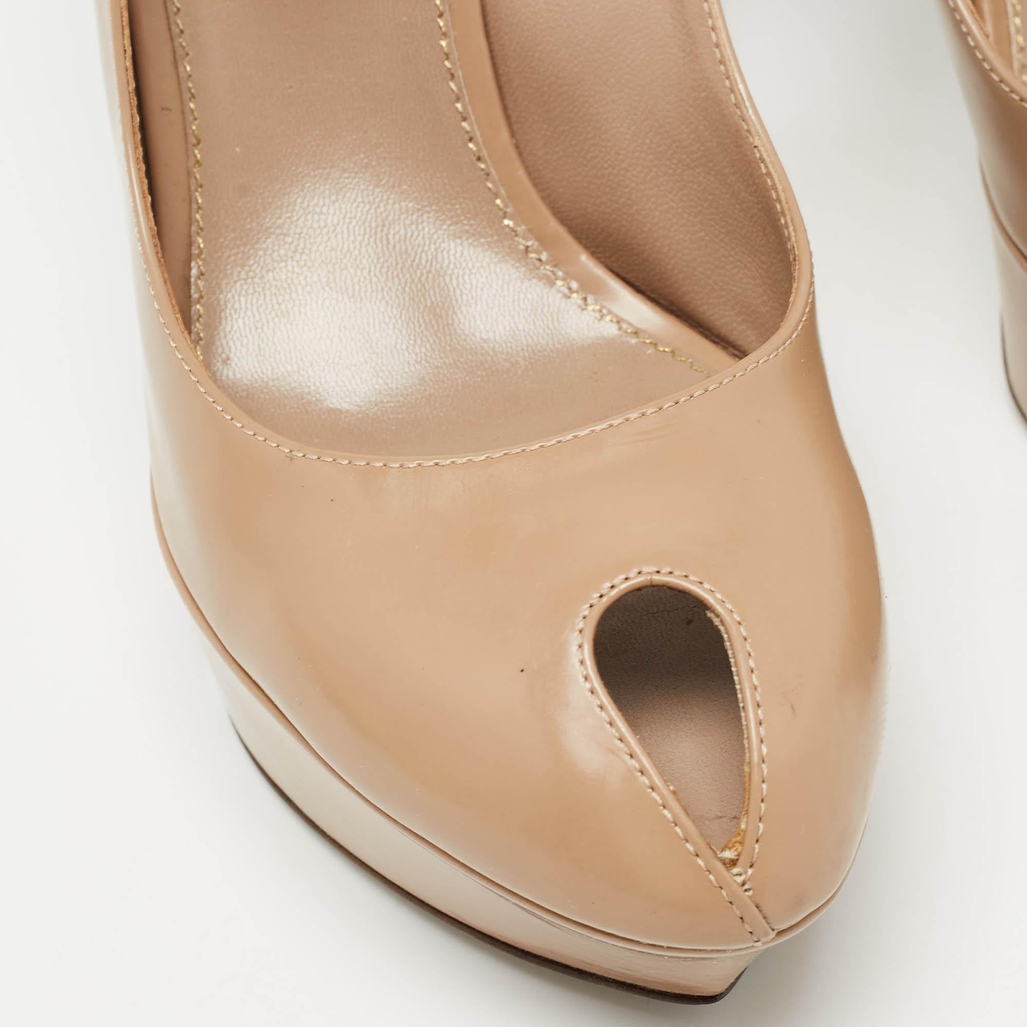 Sergio Rossi Beige Leather Peep Toe Slingback Pumps Size 38.5 3