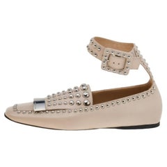Sergio Rossi - Chaussures de manchette à boucle cloutée en cuir beige, taille 39