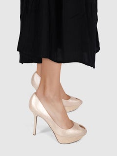 Sergio Rossi Beige Metallic Platform Heels Size IT 39