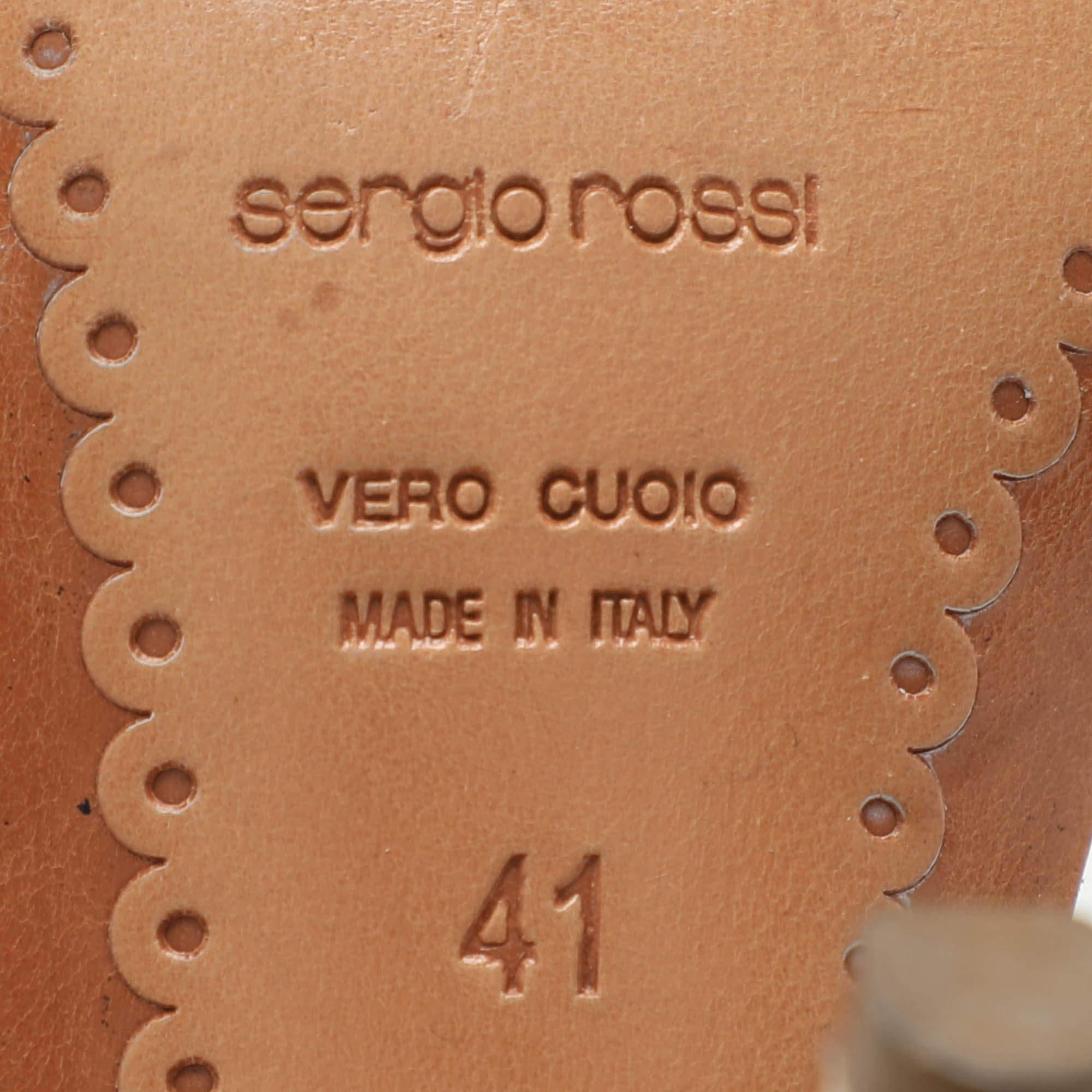 Sergio Rossi Beige Satin Embellished Slingback Sandals Size 41 For Sale 4