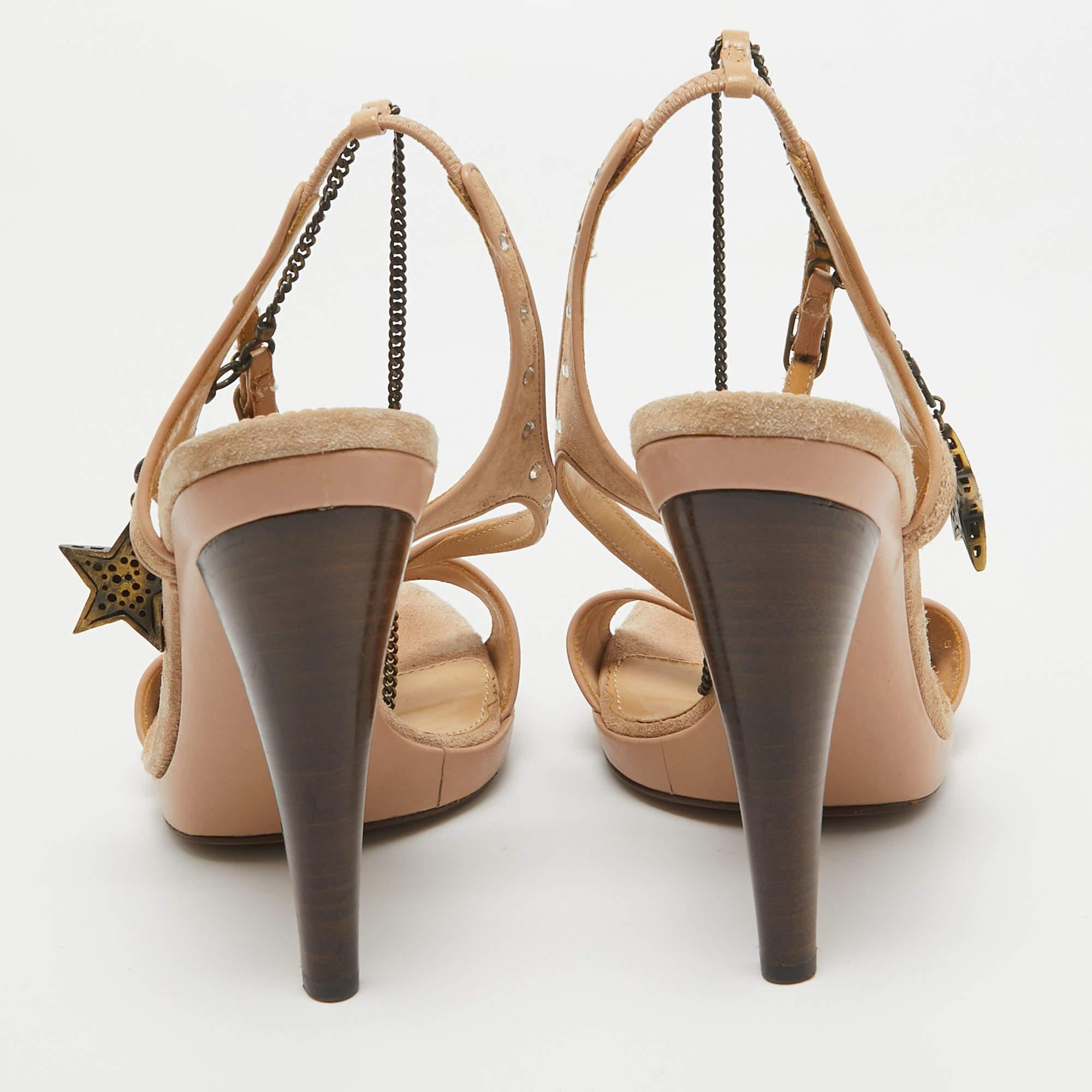 Sergio Rossi Beige Suede Embellished Ankle Strap Sandals Size 38 1