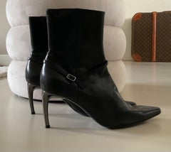 Sergio Rossi Vintage Women's Black Leather Ankle Boots Circa 1990s