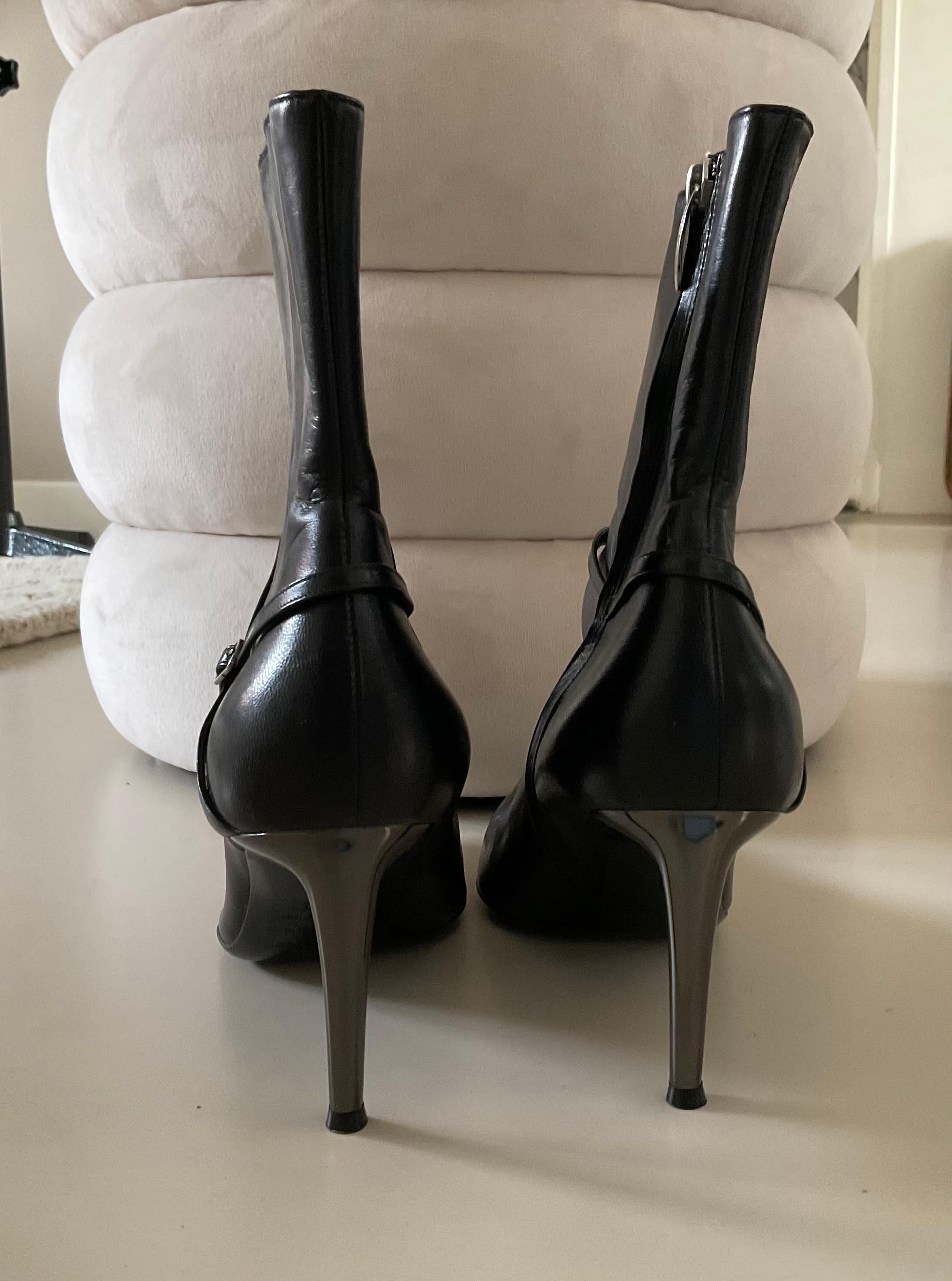 Sergio Rossi Bottes noires à talons hauts 90s Excellent état - En vente à 'S-HERTOGENBOSCH, NL