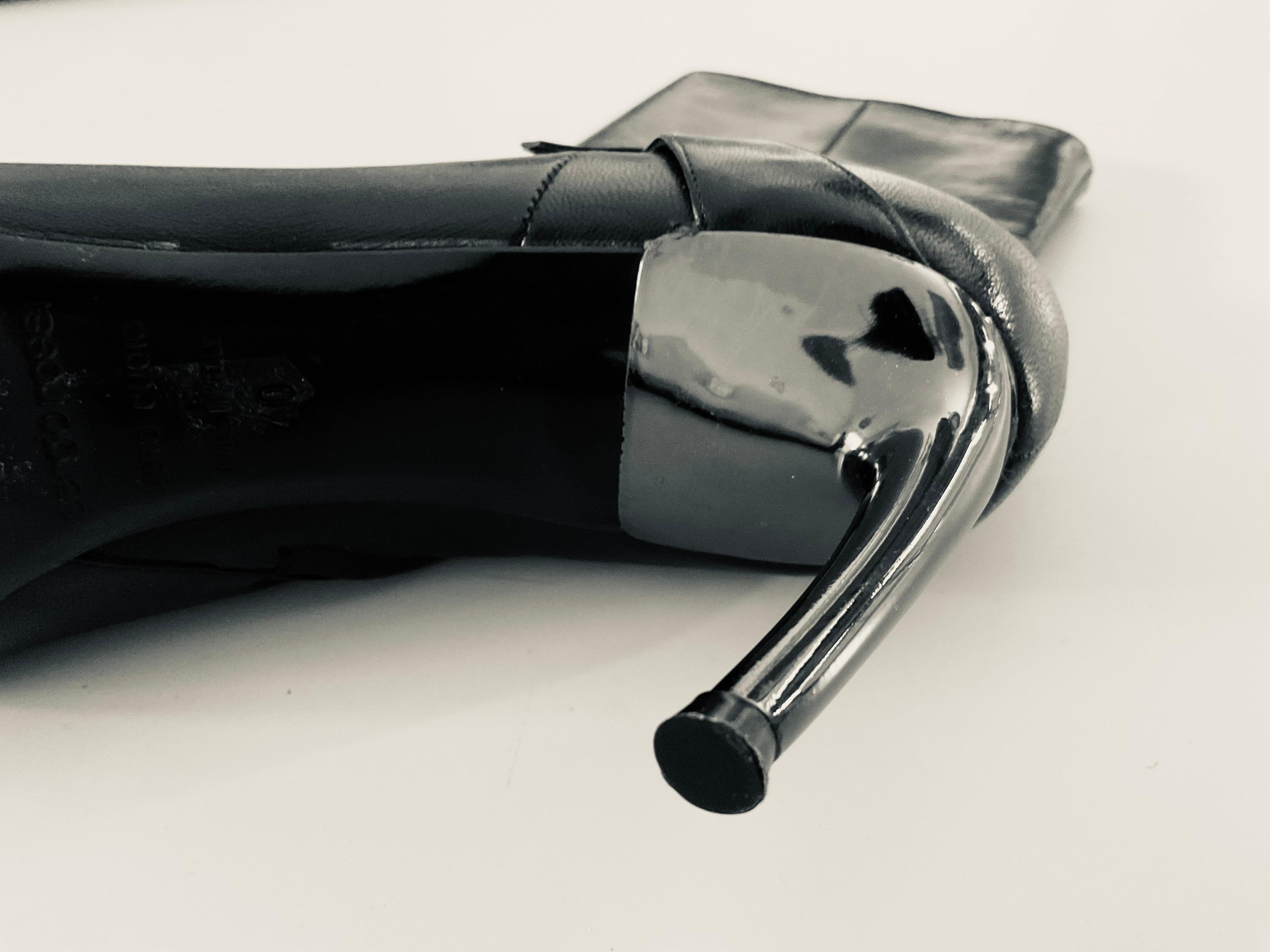 Sergio Rossi Bottes noires à talons hauts 90s en vente 4