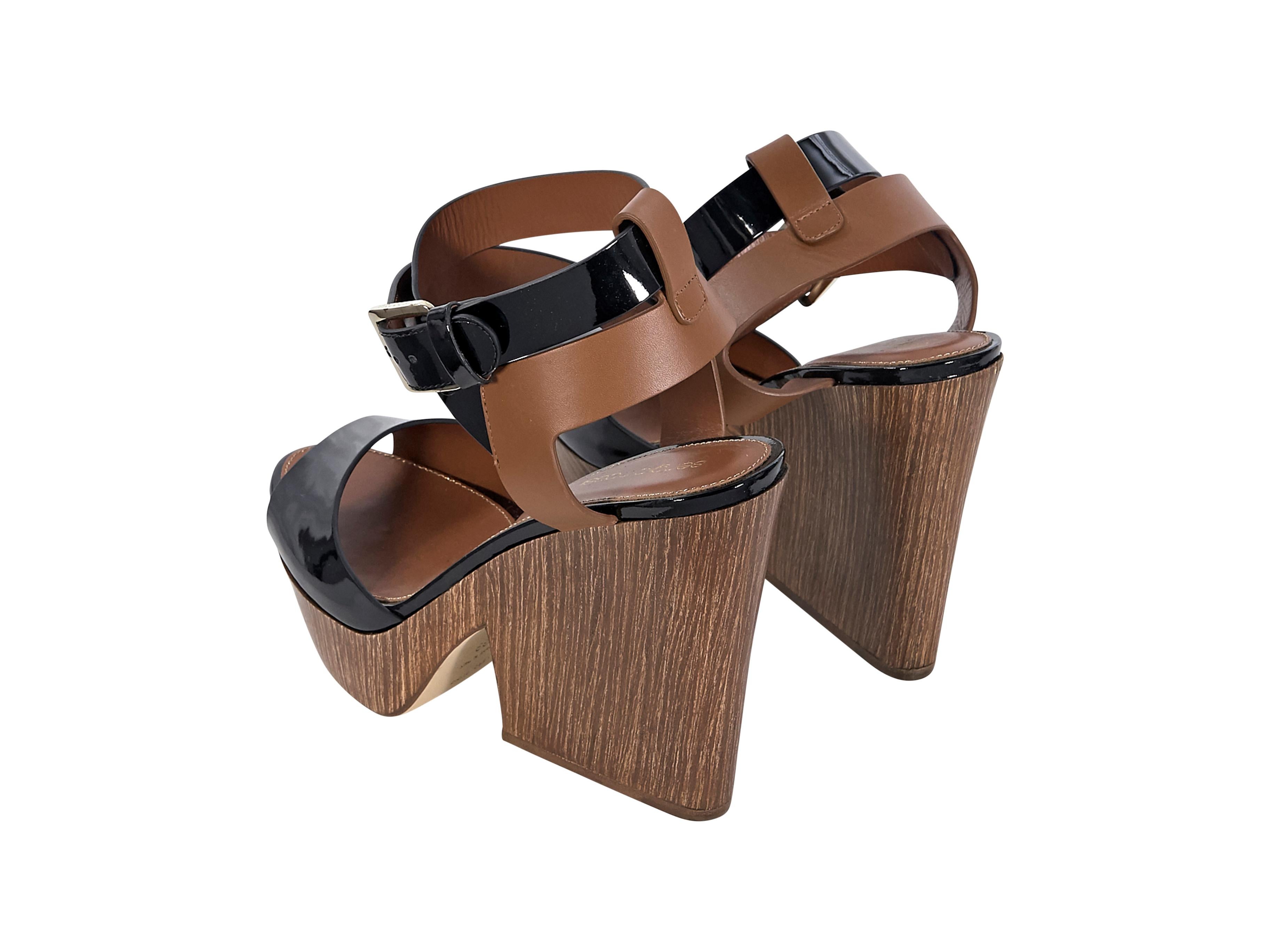 Sergio Rossi Black & Brown Leather Sandals In Good Condition In New York, NY
