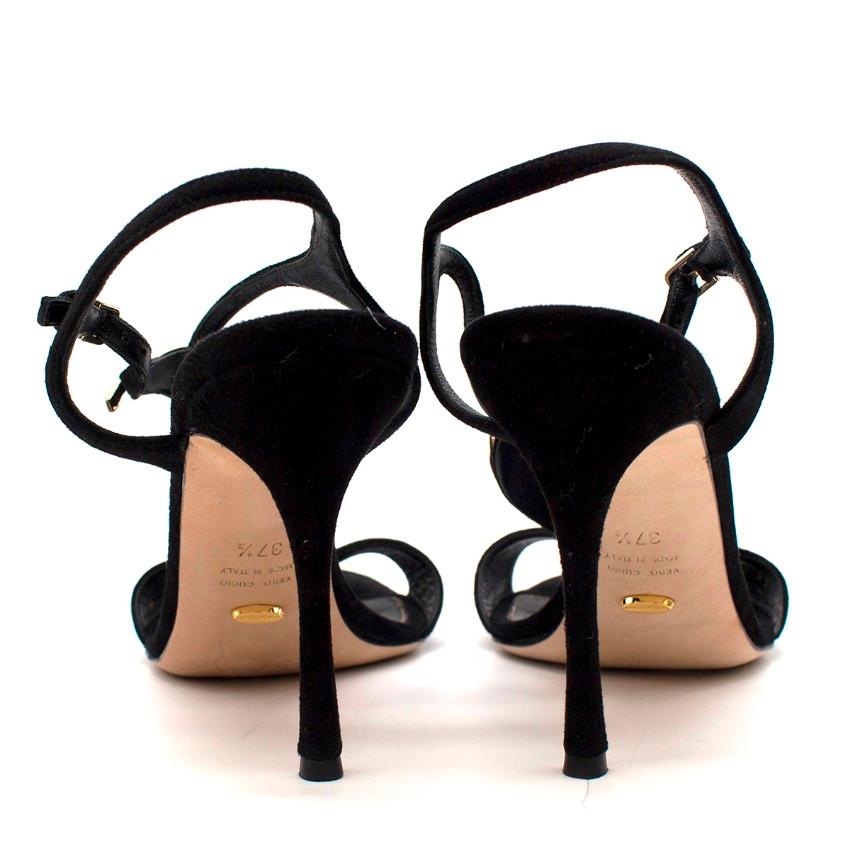 Sergio Rossi Black Embellished Sandals 37.5 In Good Condition For Sale In London, GB