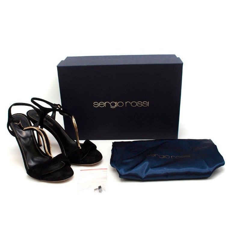 Sergio Rossi Black Embellished Sandals 37.5 For Sale at 1stDibs